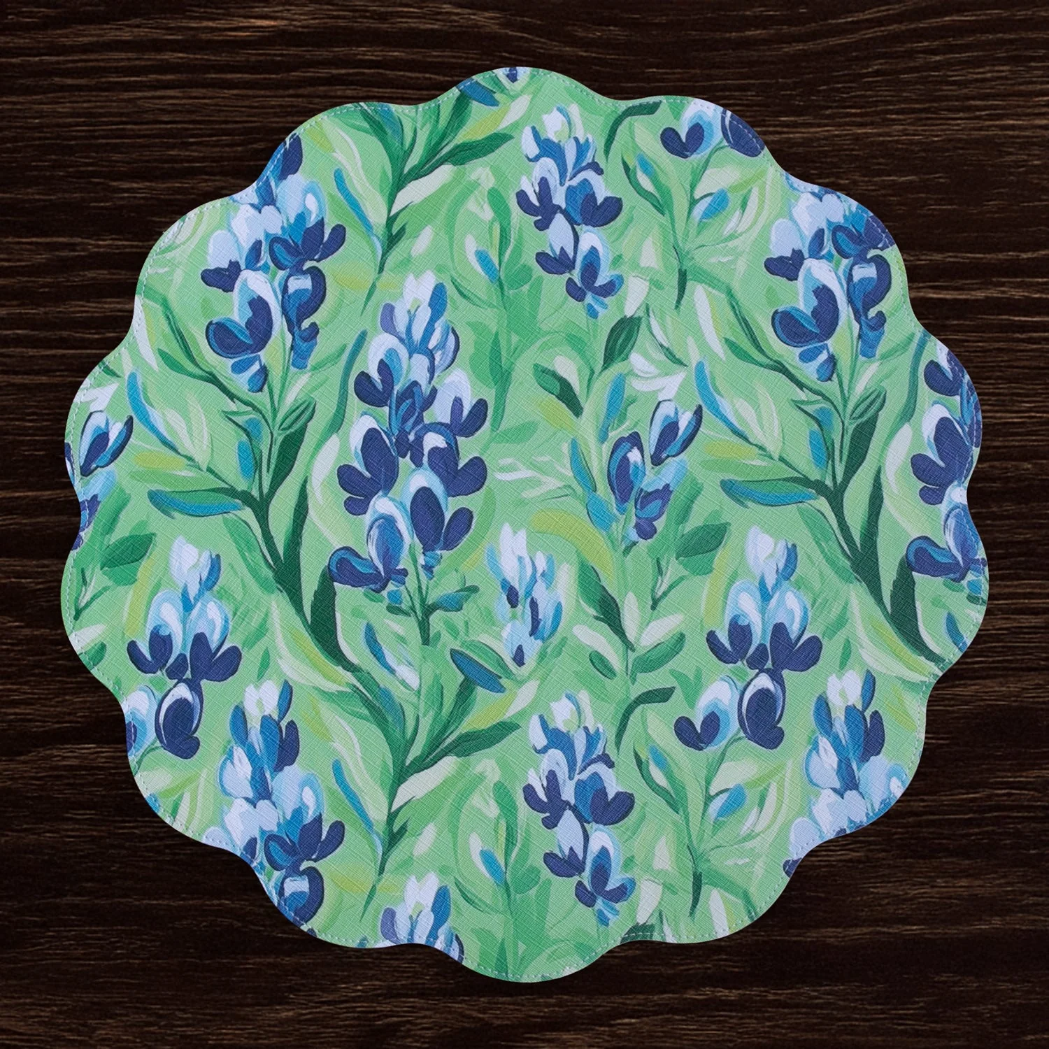 Beatriz Ball VIDA Bluebells & Flowers Reversible Round Placemats Set of 4 (Pink & Green) - Image 3