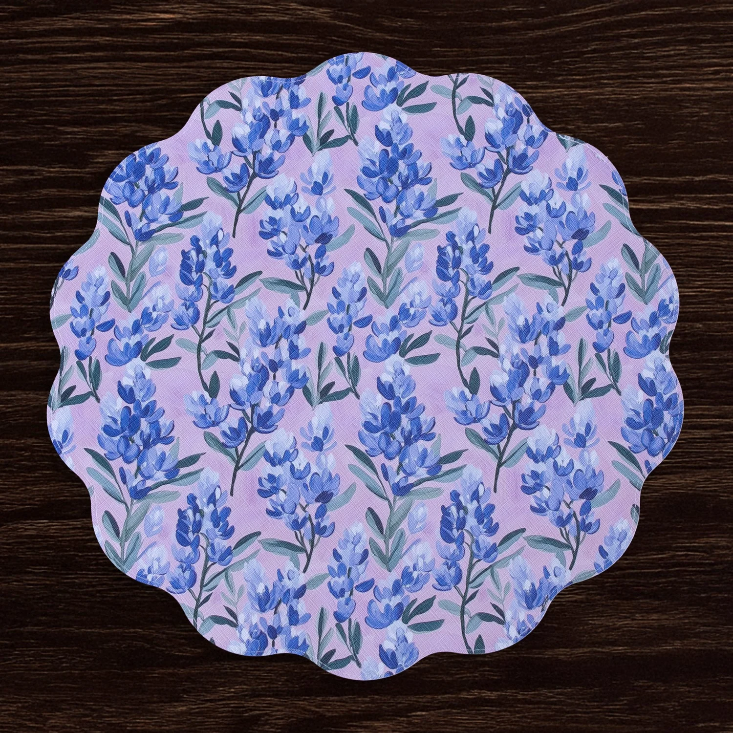 Beatriz Ball VIDA Bluebells & Flowers Reversible Round Placemats Set of 4 (Pink & Green) - Image 4
