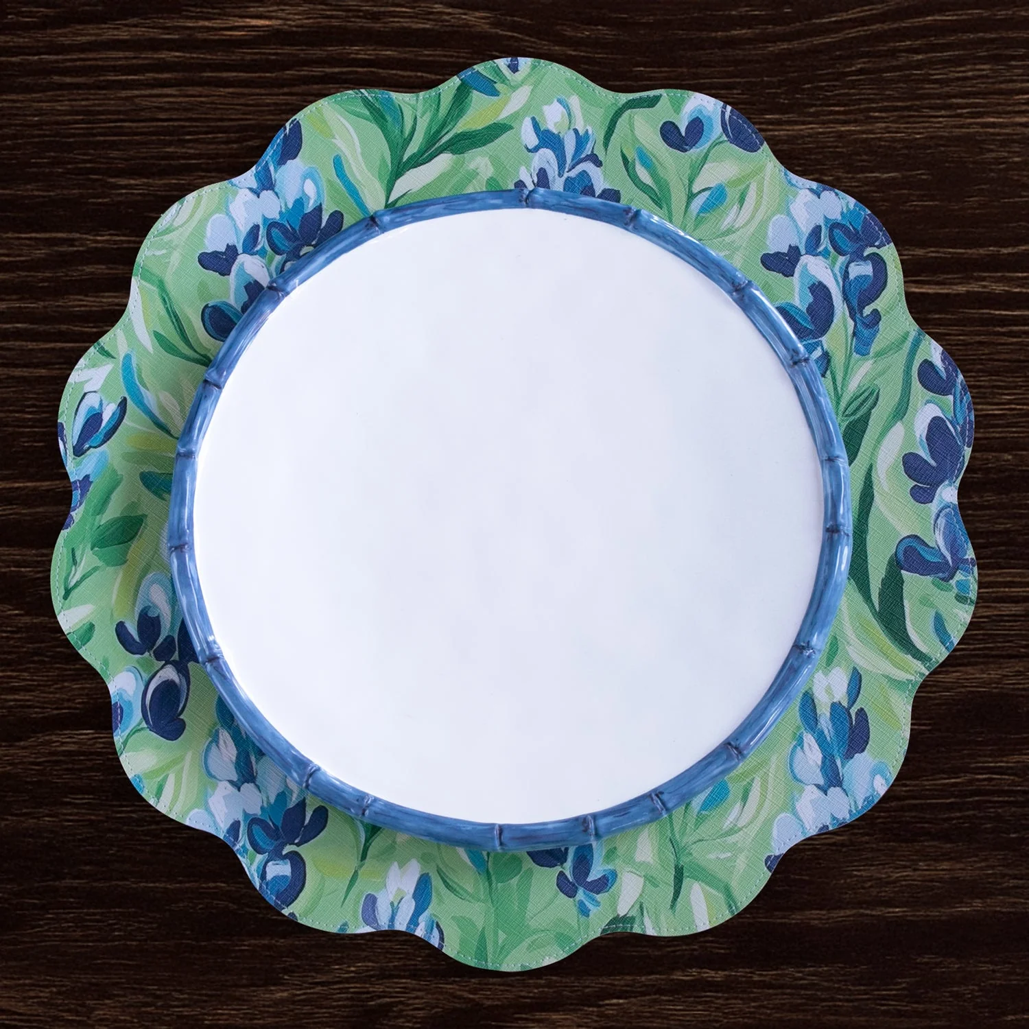 Beatriz Ball VIDA Bluebells & Flowers Reversible Round Placemats Set of 4 (Pink & Green) - Image 5