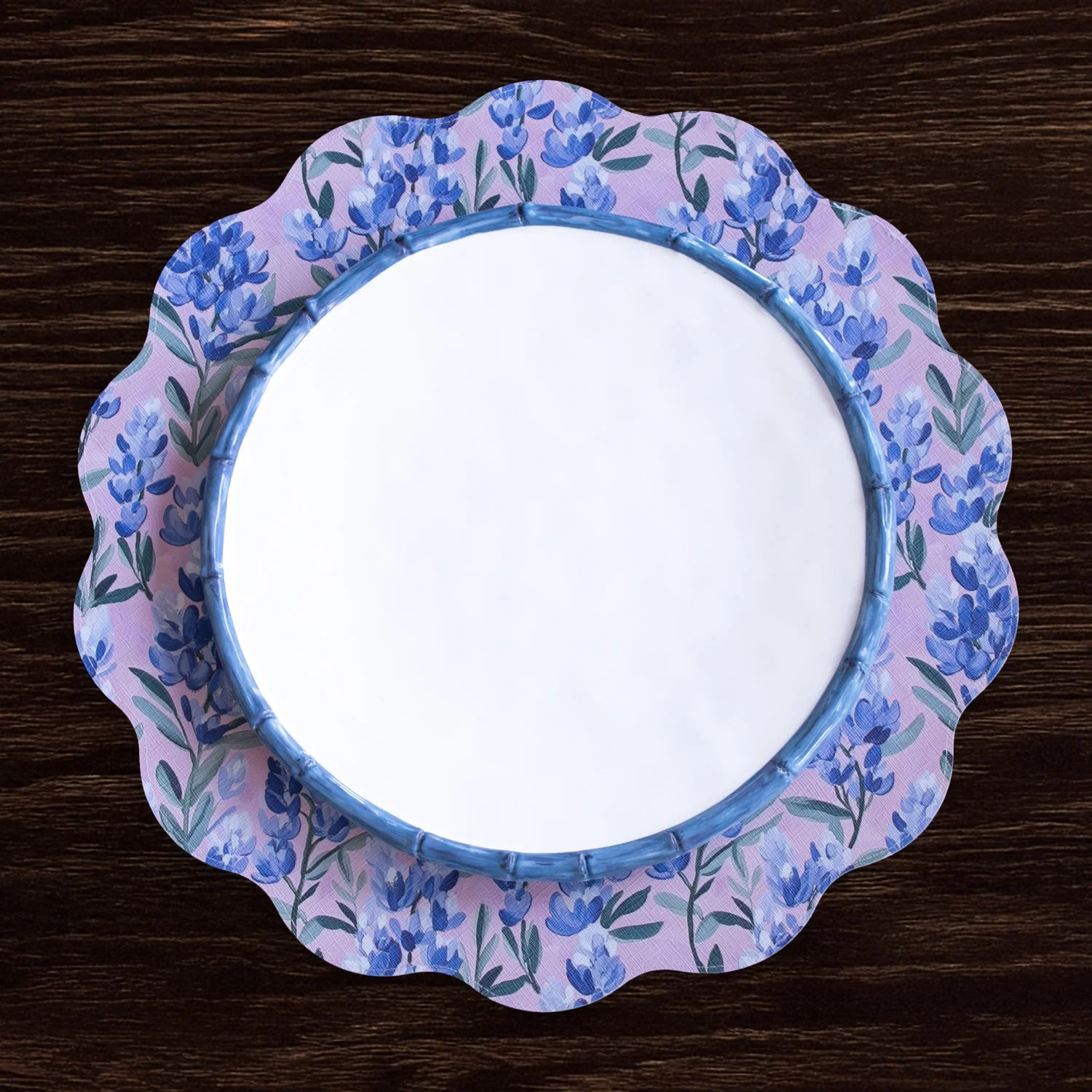 Beatriz Ball VIDA Bluebells & Flowers Reversible Round Placemats Set of 4 (Pink & Green) - Image 6