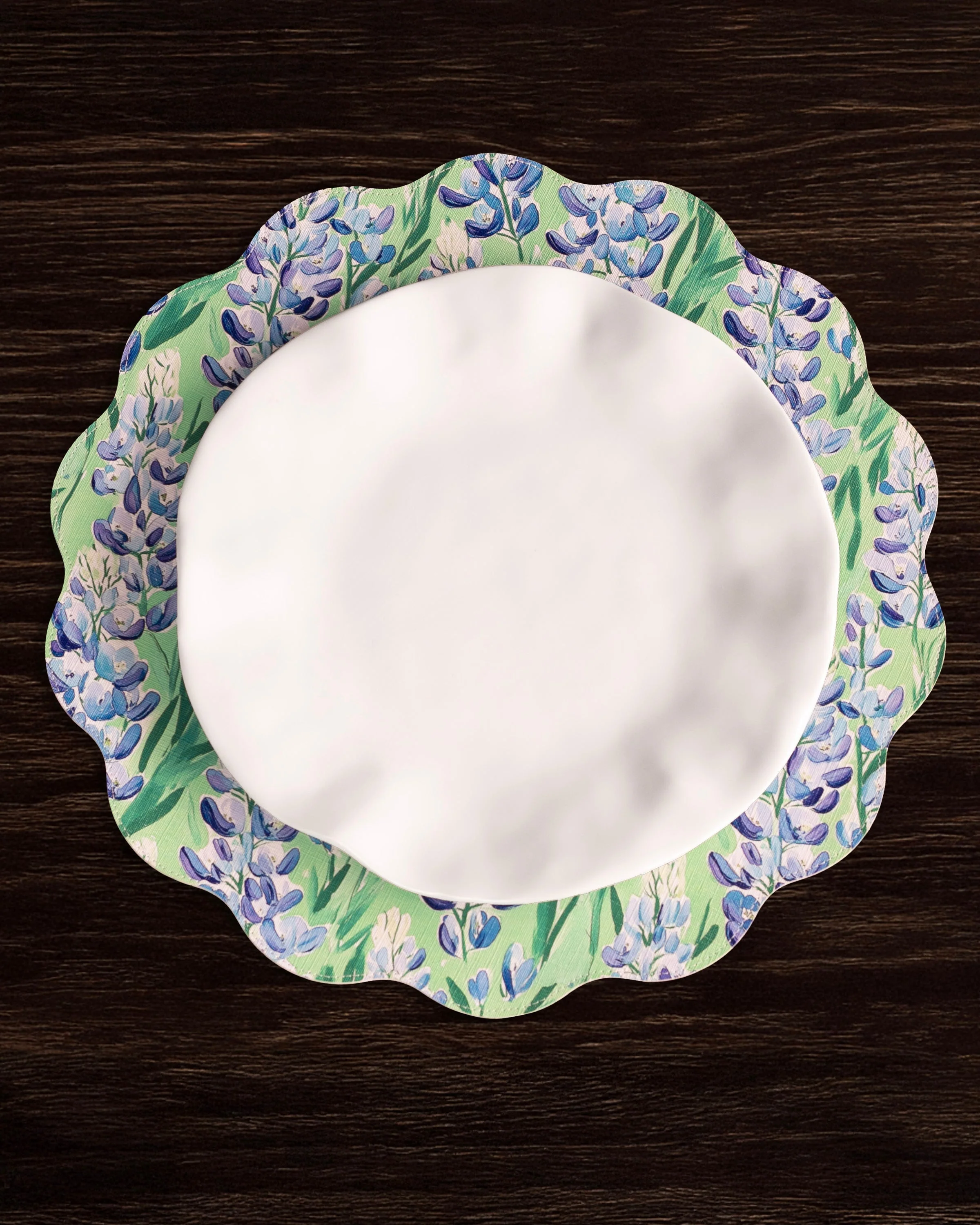 Beatriz Ball VIDA Bluebonnet & Stripes Reversible Round Placemats Set of 4 Blue & Green - Image 3