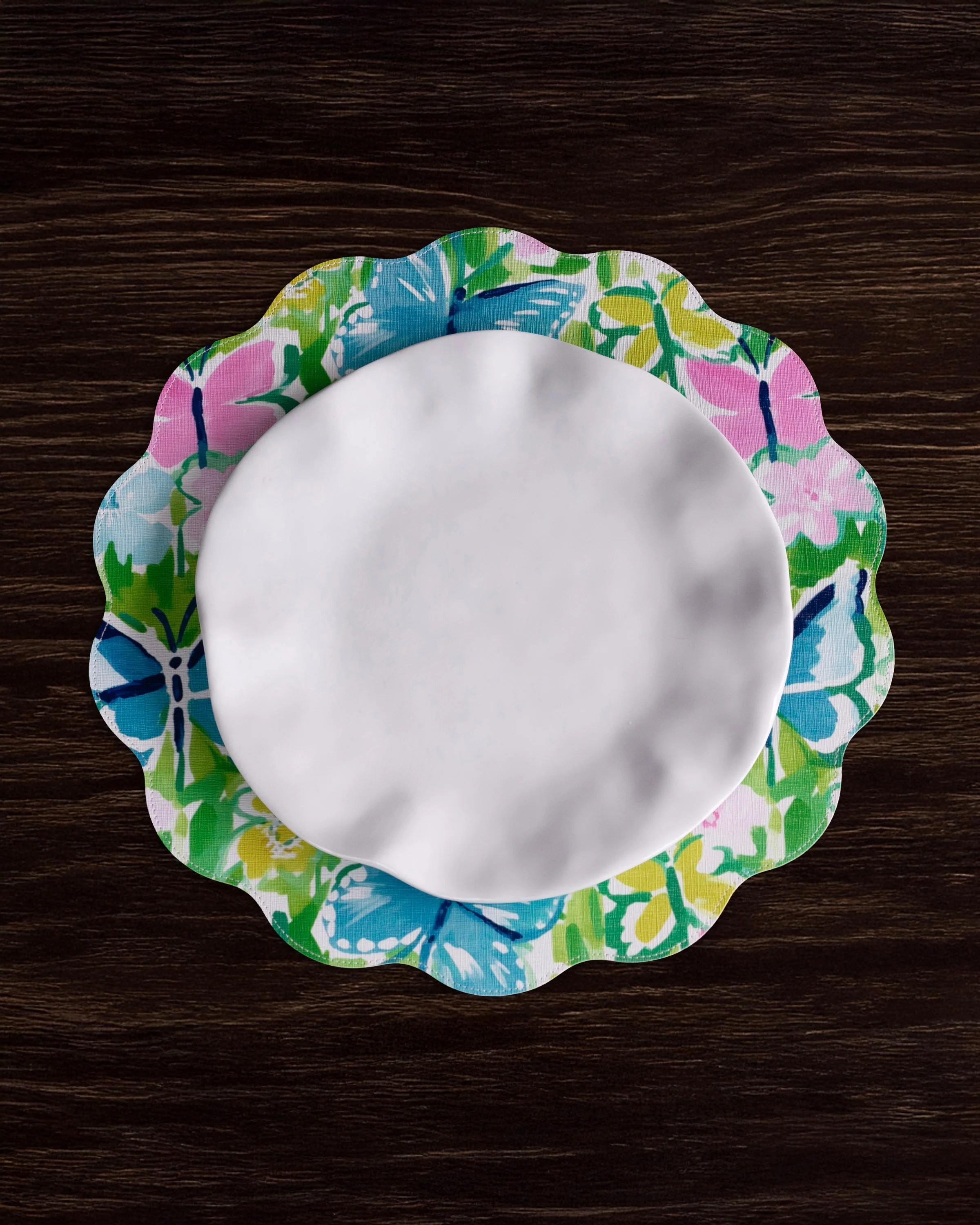Beatriz Ball VIDA Butterfly Garden & Flowers Reversible Round Placemats Set of 4 Pastel - Image 3