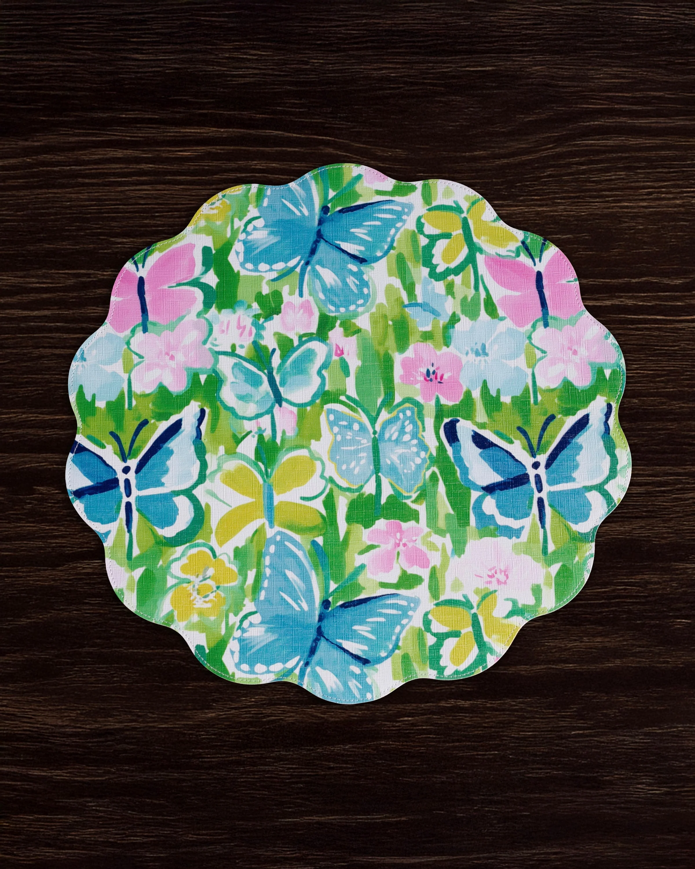 Beatriz Ball VIDA Butterfly Garden & Flowers Reversible Round Placemats Set of 4 Pastel - Image 6
