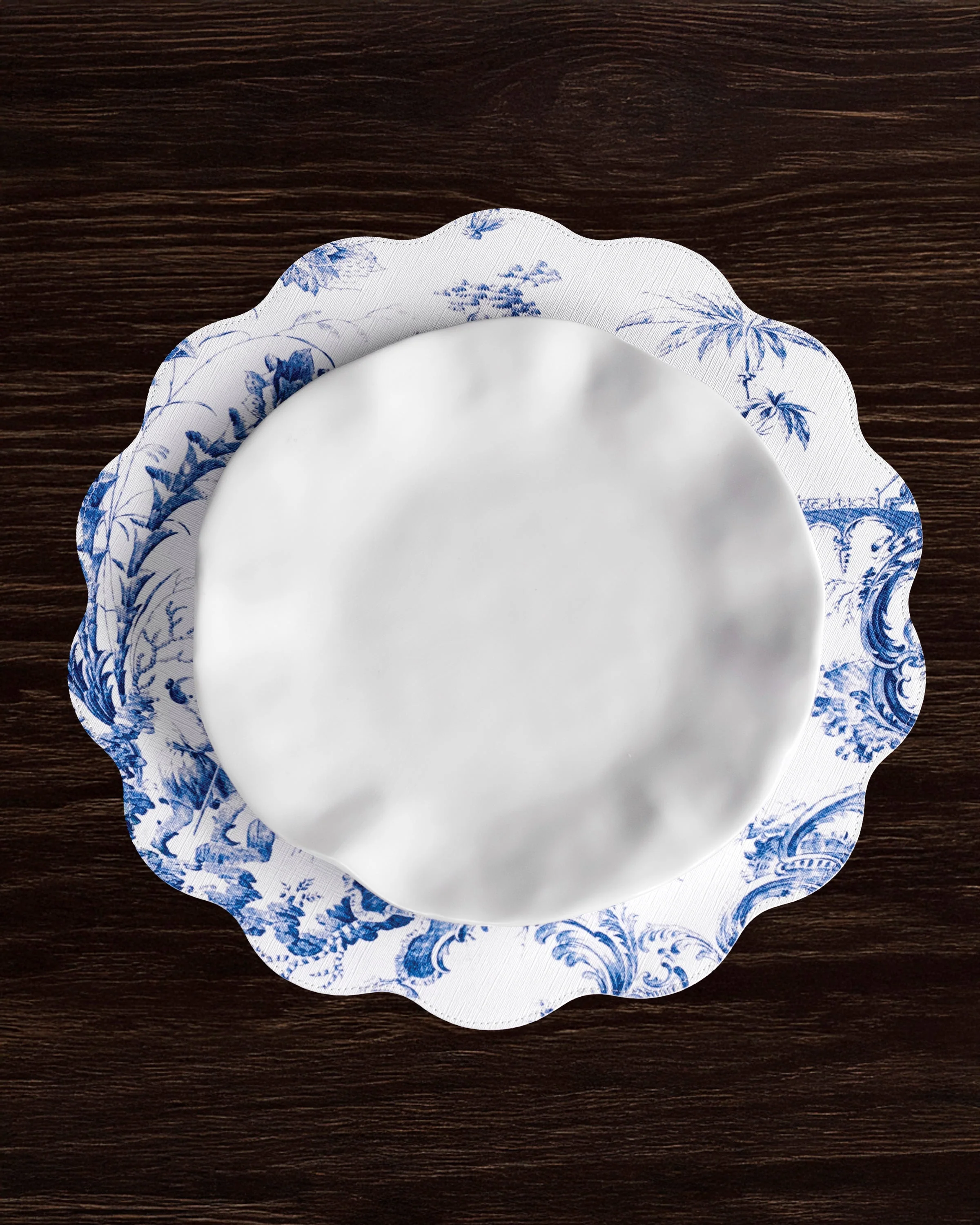 Beatriz Ball VIDA Chinoiserie Reversible Round Placemats Set of 4 Blue & White - Image 2