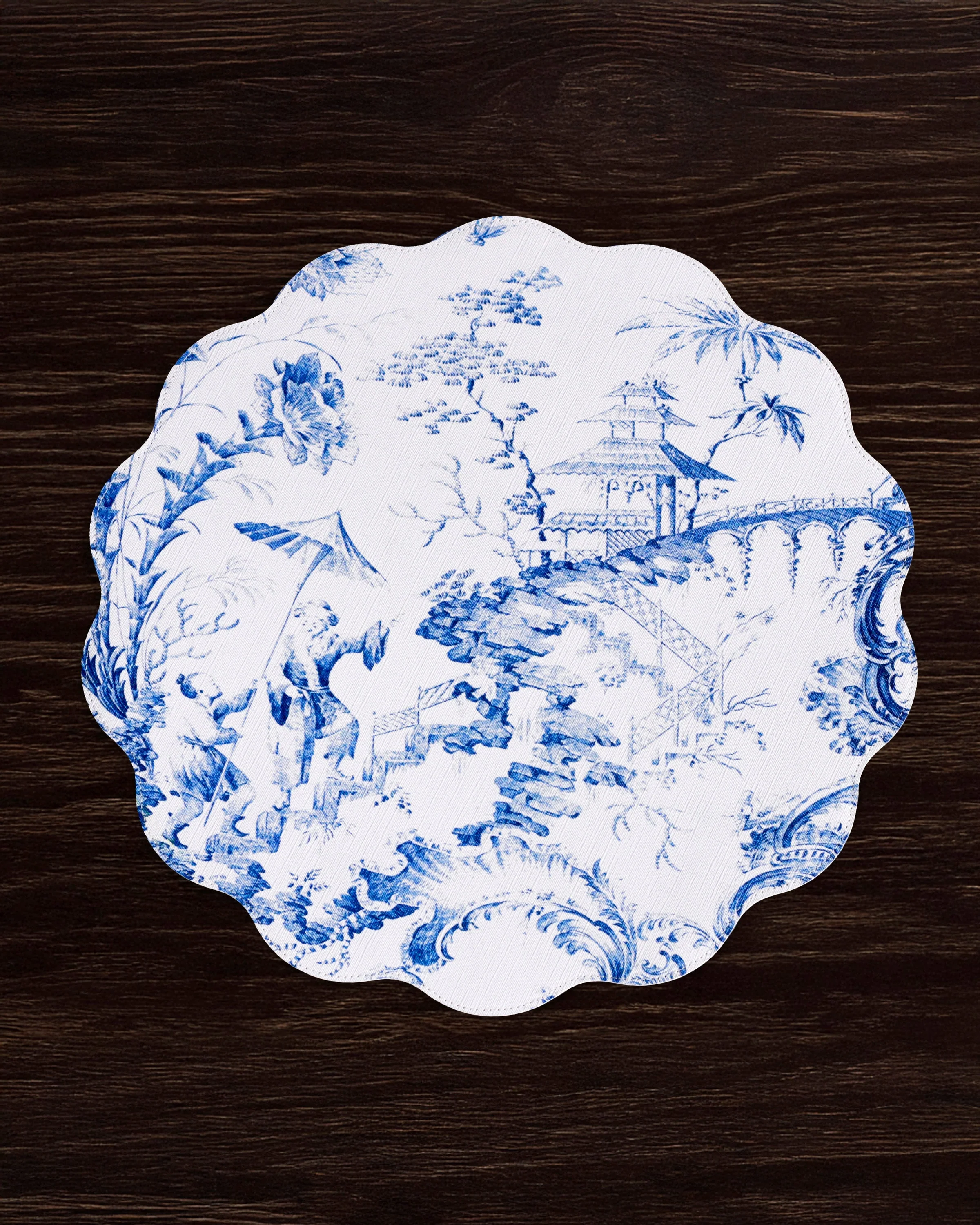 Beatriz Ball VIDA Chinoiserie Reversible Round Placemats Set of 4 Blue & White - Image 4