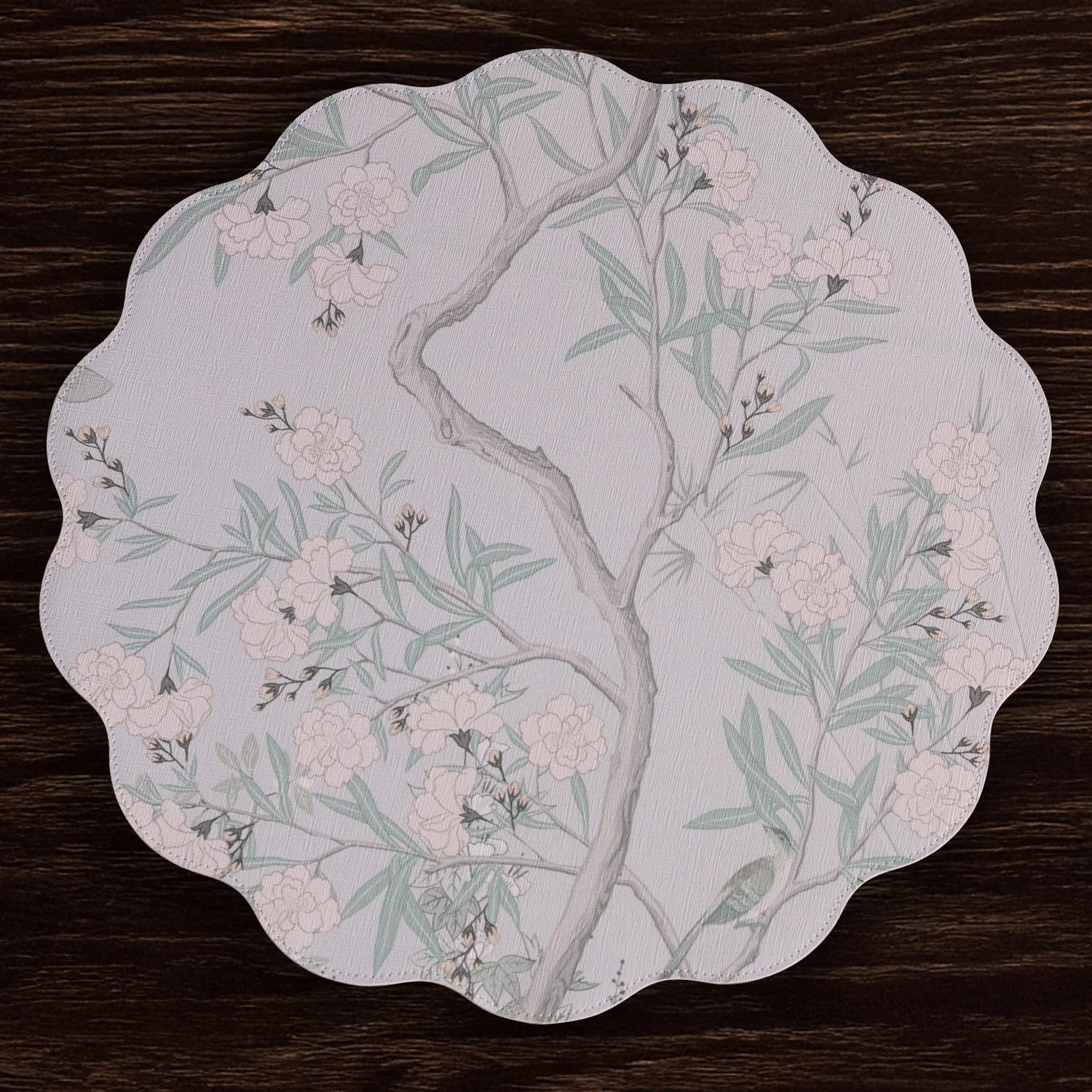 Beatriz Ball VIDA Chinoiserie Reversible Round Placemats Set of 4 Light Teal & White - Image 5