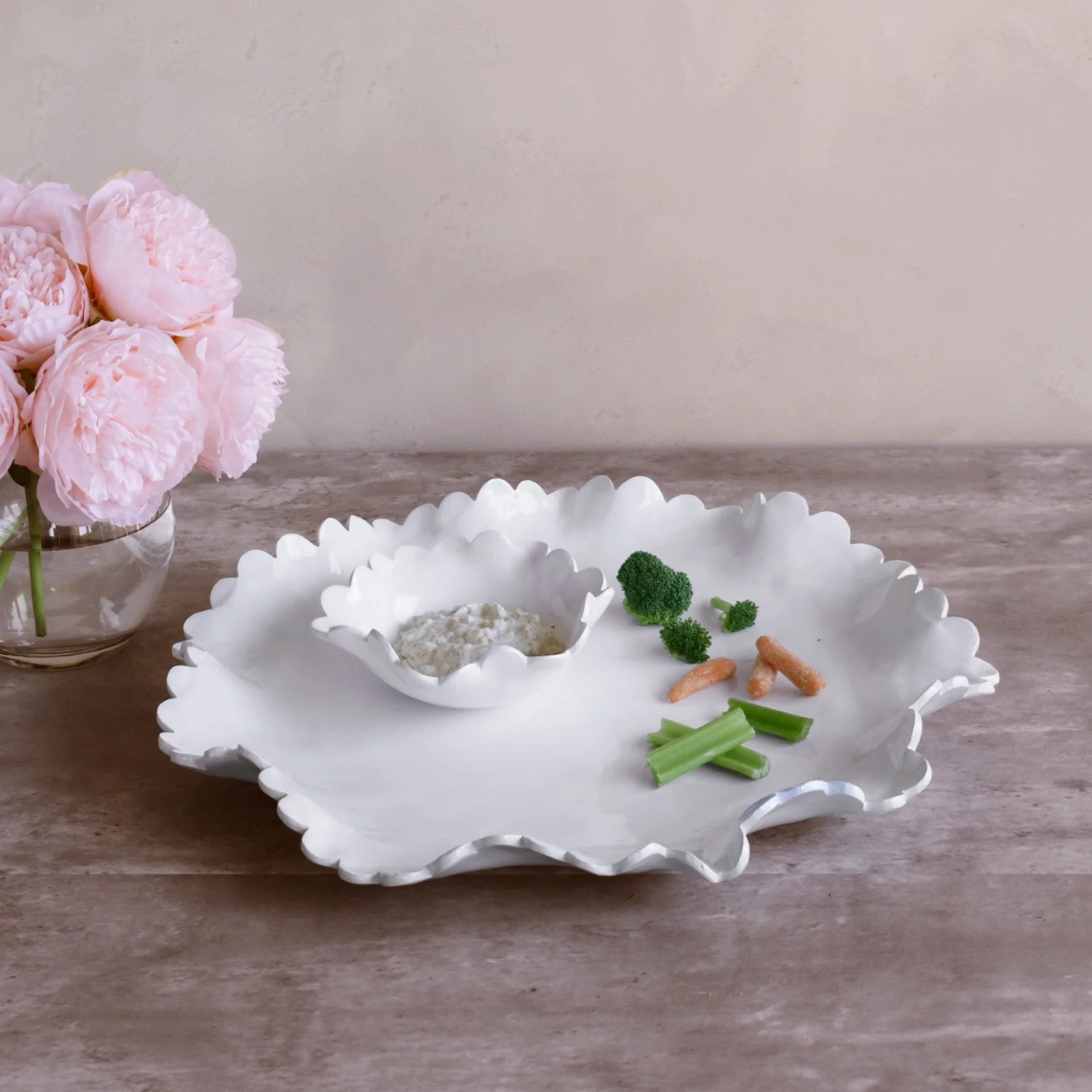 Beatriz Ball VIDA Colette Round Platter with Mini Dip Bowl (White) - PRE-ORDER - Image 5