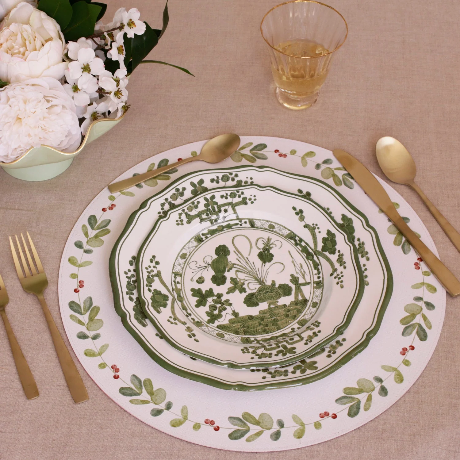 Beatriz Ball VIDA Faenza 9" Salad Plate Set of 4 White and Green - Image 3