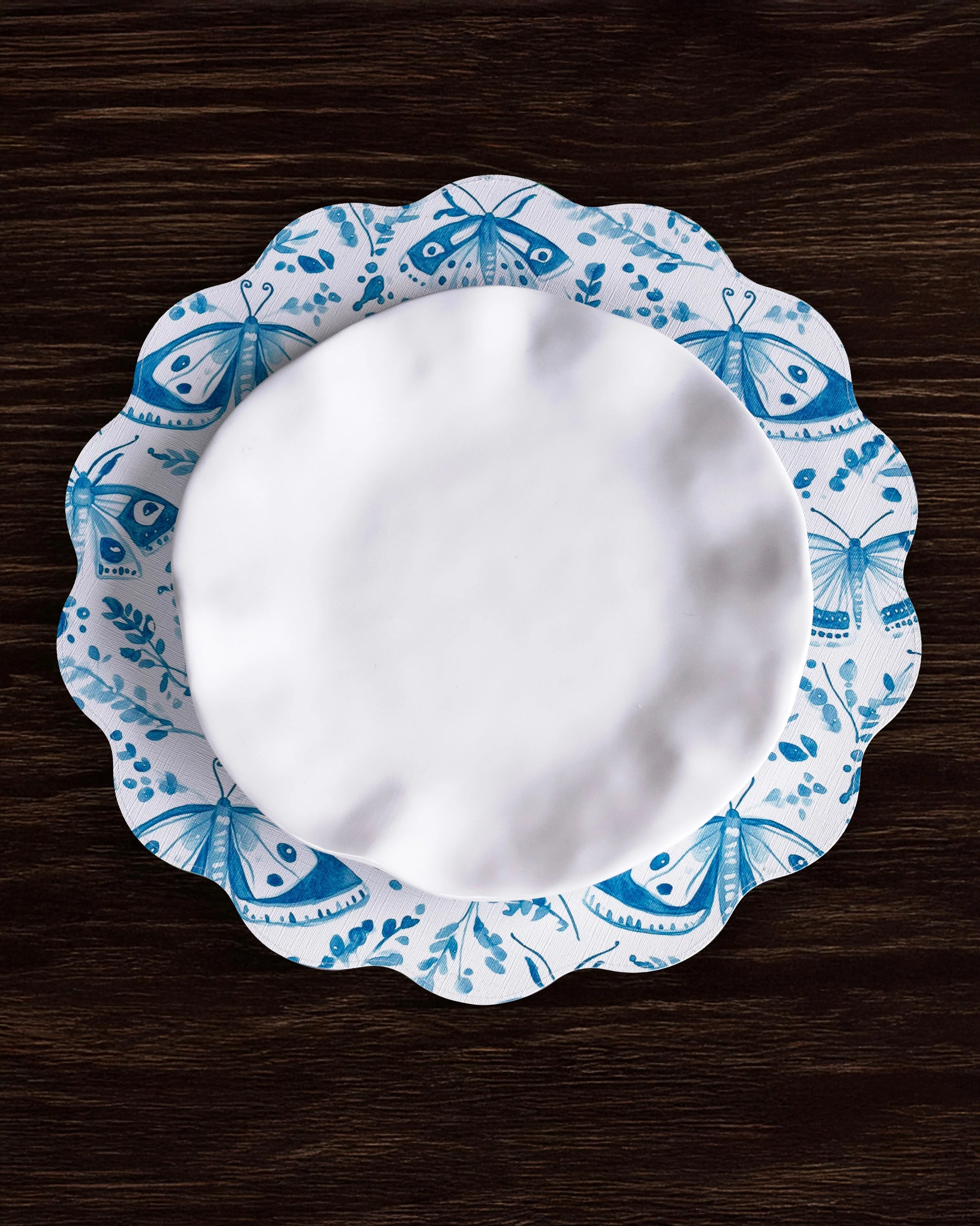 Beatriz Ball VIDA Ginger Jar & Butterflies Reversible Round Placemats Set of 4 Blue & Green - Image 3