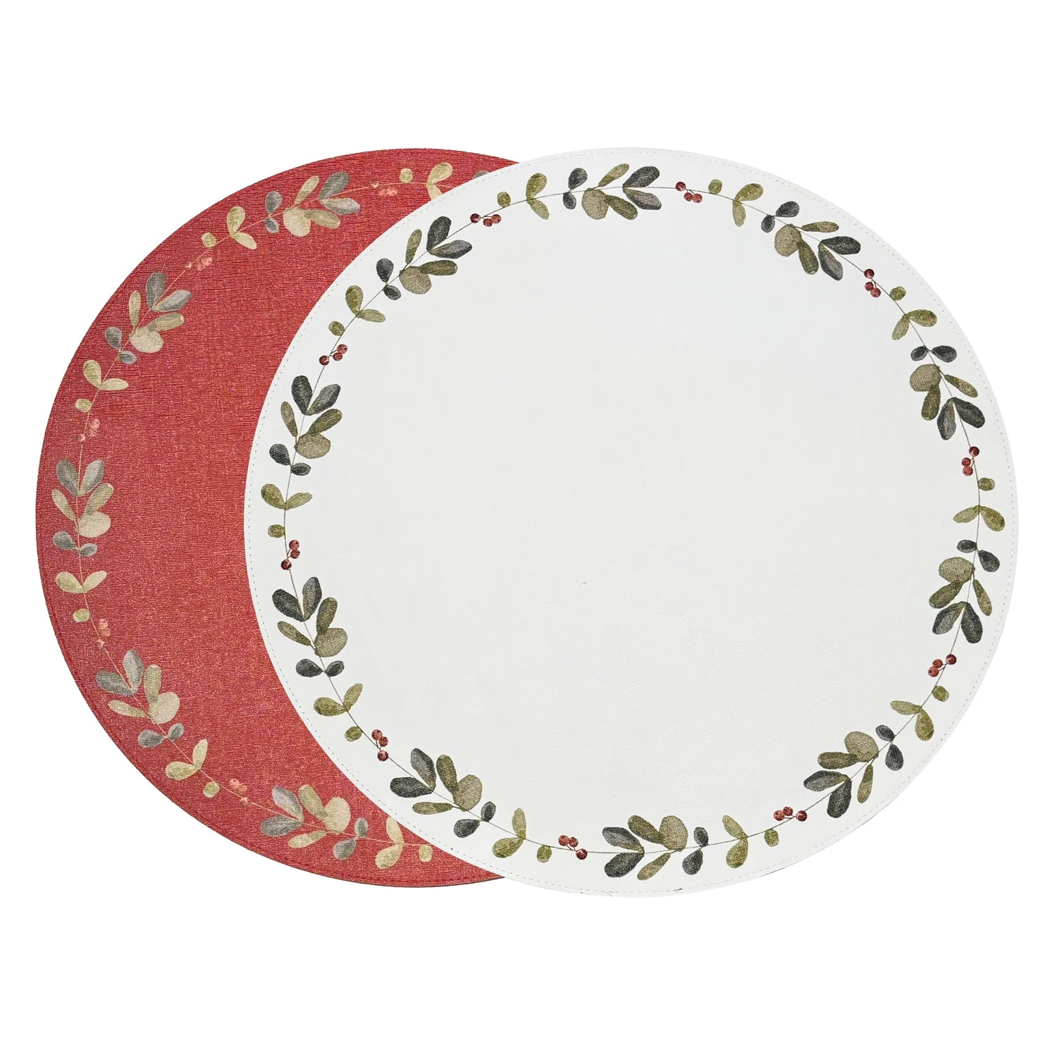 Beatriz Ball VIDA Holly Reversible Round Placemats Set of 4 Red & Green - PRE-ORDER