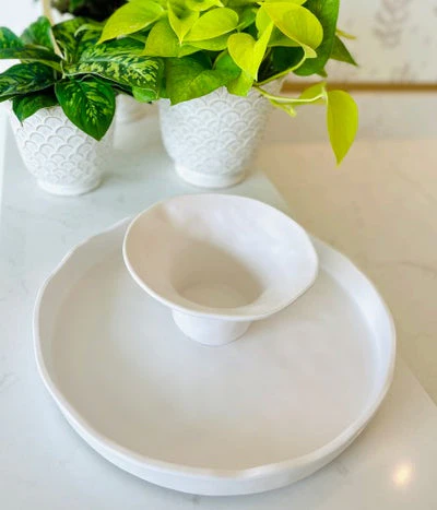 Beatriz Ball Vida Nube Round Pedestal Cake Plate / Chip & Dip (White) - Image 2
