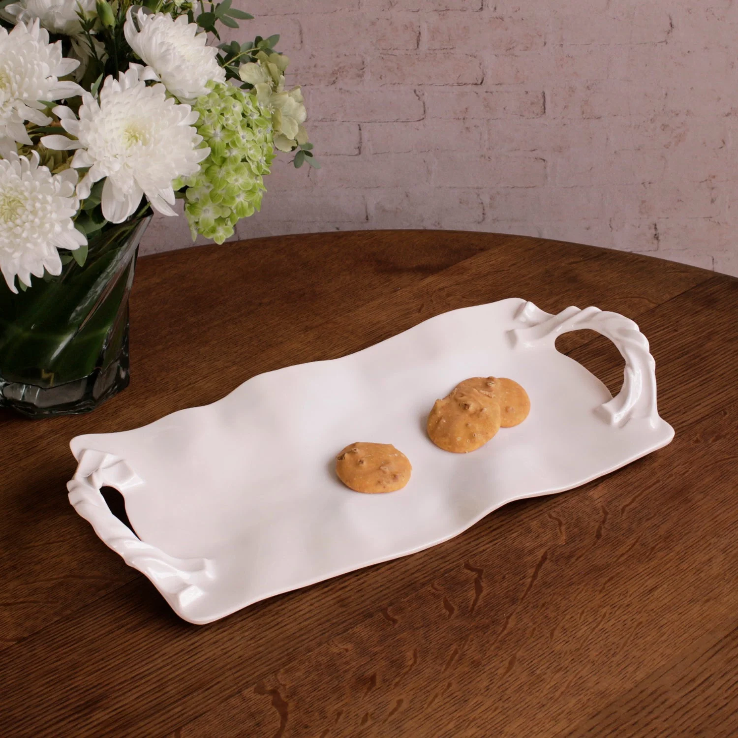 Beatriz Ball VIDA Sasha Long Rectangle Tray with Handles White - Image 3