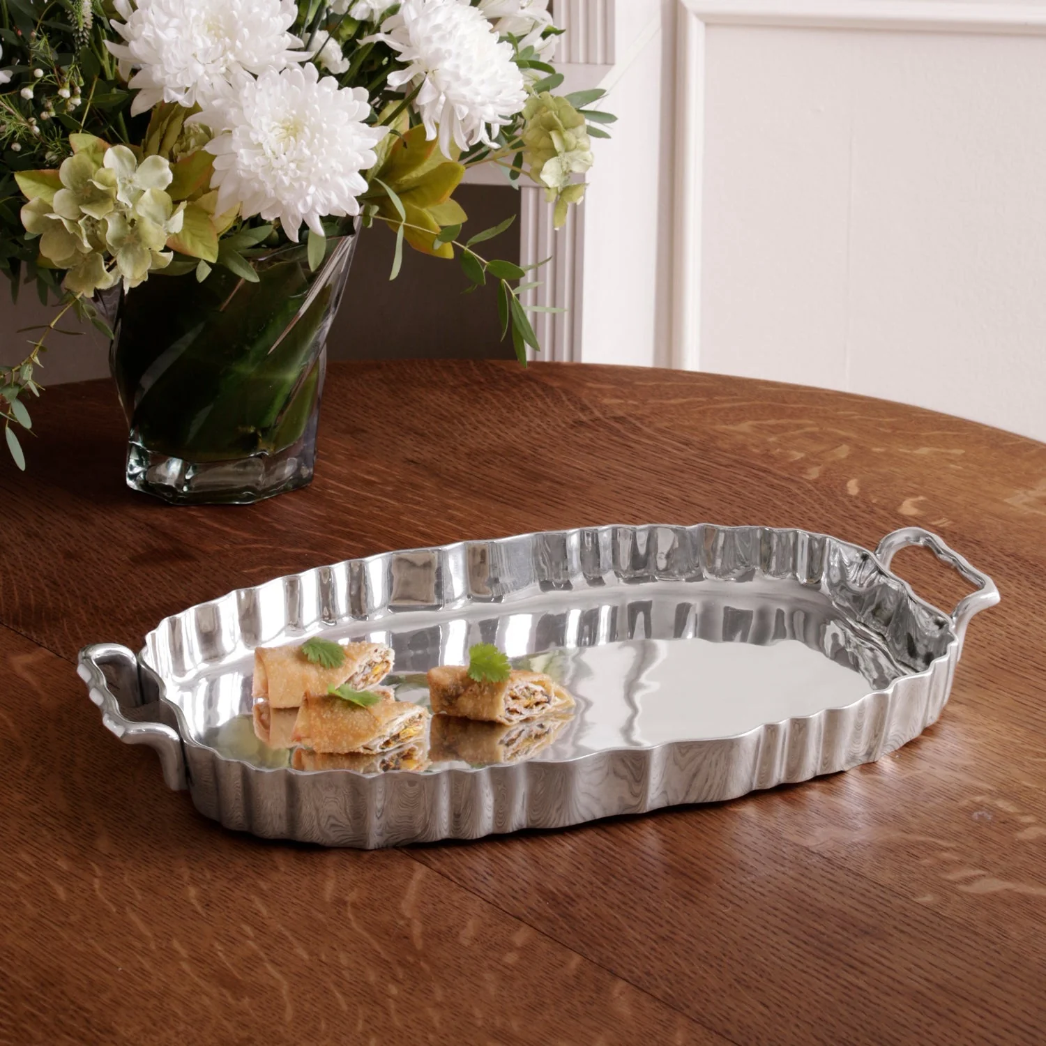 Beatriz Ball VINTAGE Fluted Oval Tray with Handles - Image 3