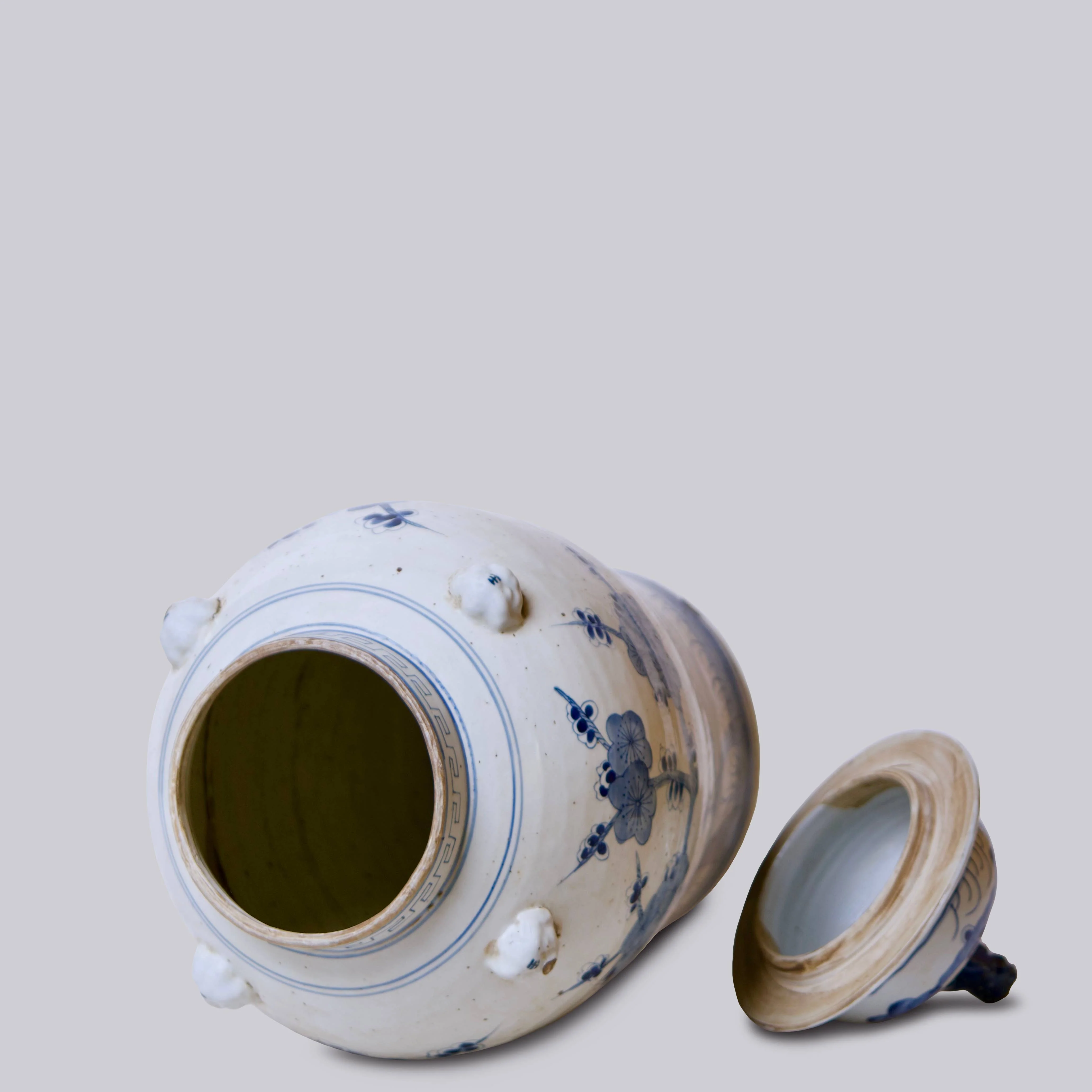 Blossoms Blue and White Porcelain Temple Jar - Image 2