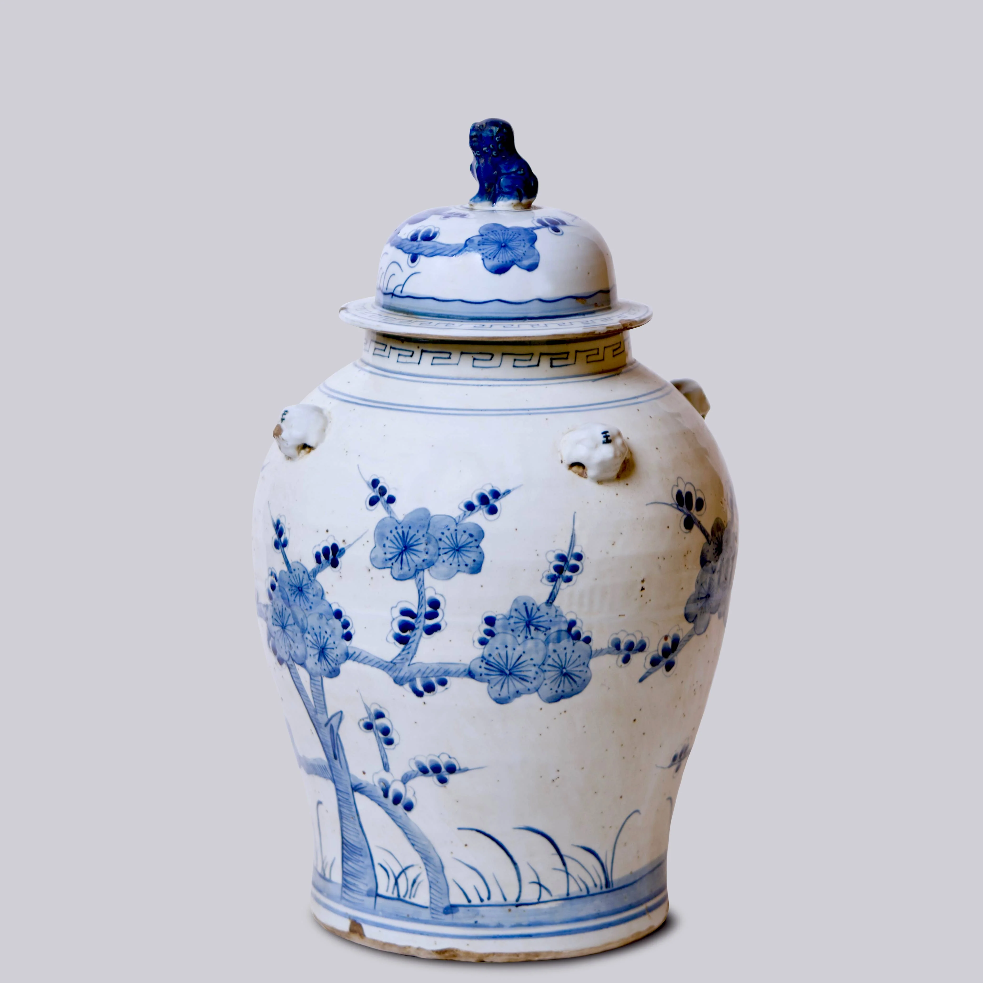 Blossoms Blue and White Porcelain Temple Jar - Image 3