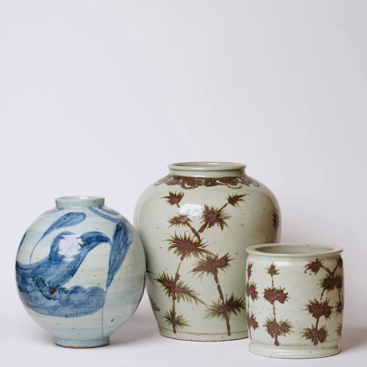 Blue and White Clouds Rustic Porcelain Globe Vase - Image 6