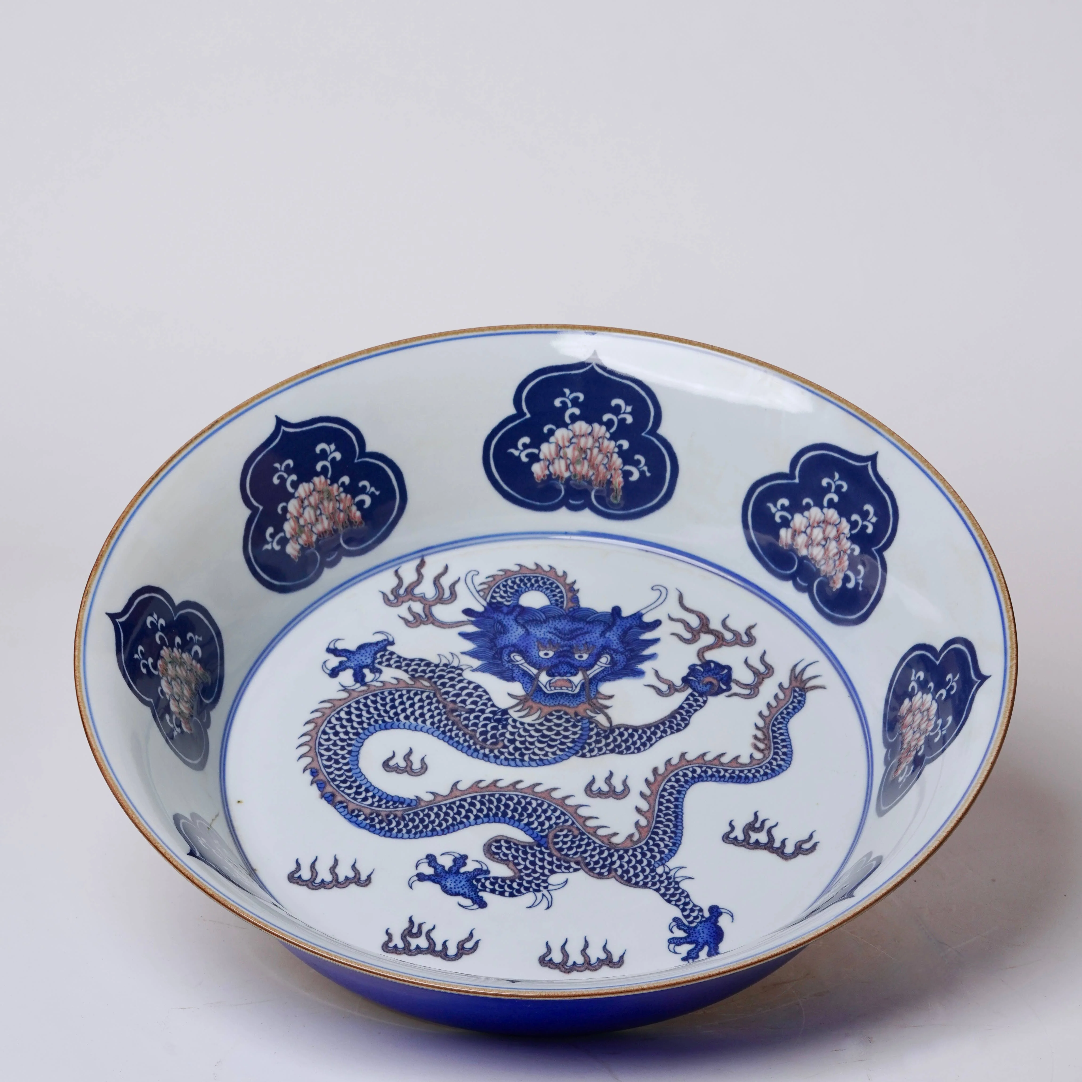 Blue and White Porcelain Auspicious Dragon Large Dish - Image 3