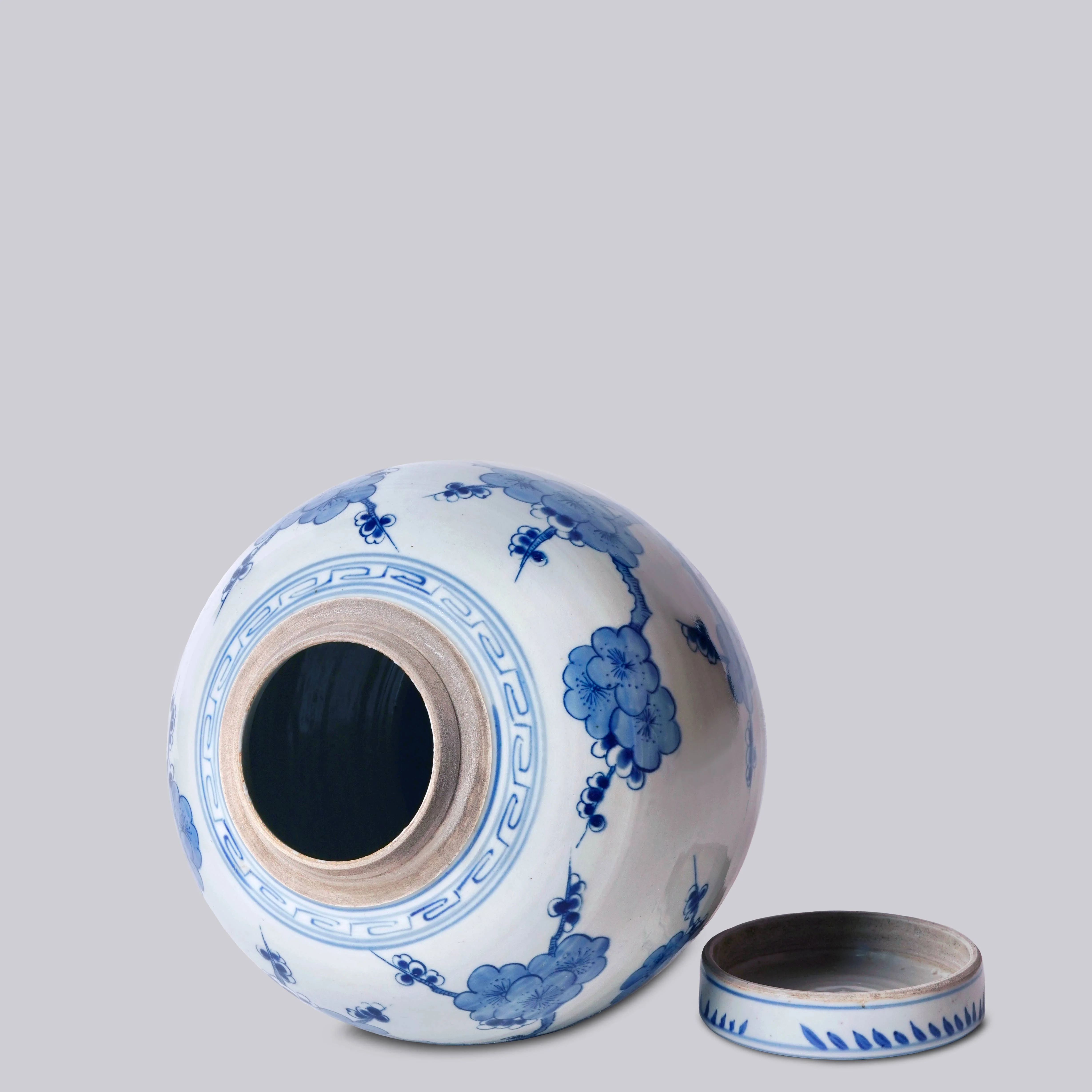 Blue and White Porcelain Cherry Blossom Round Storage Jar - Image 2