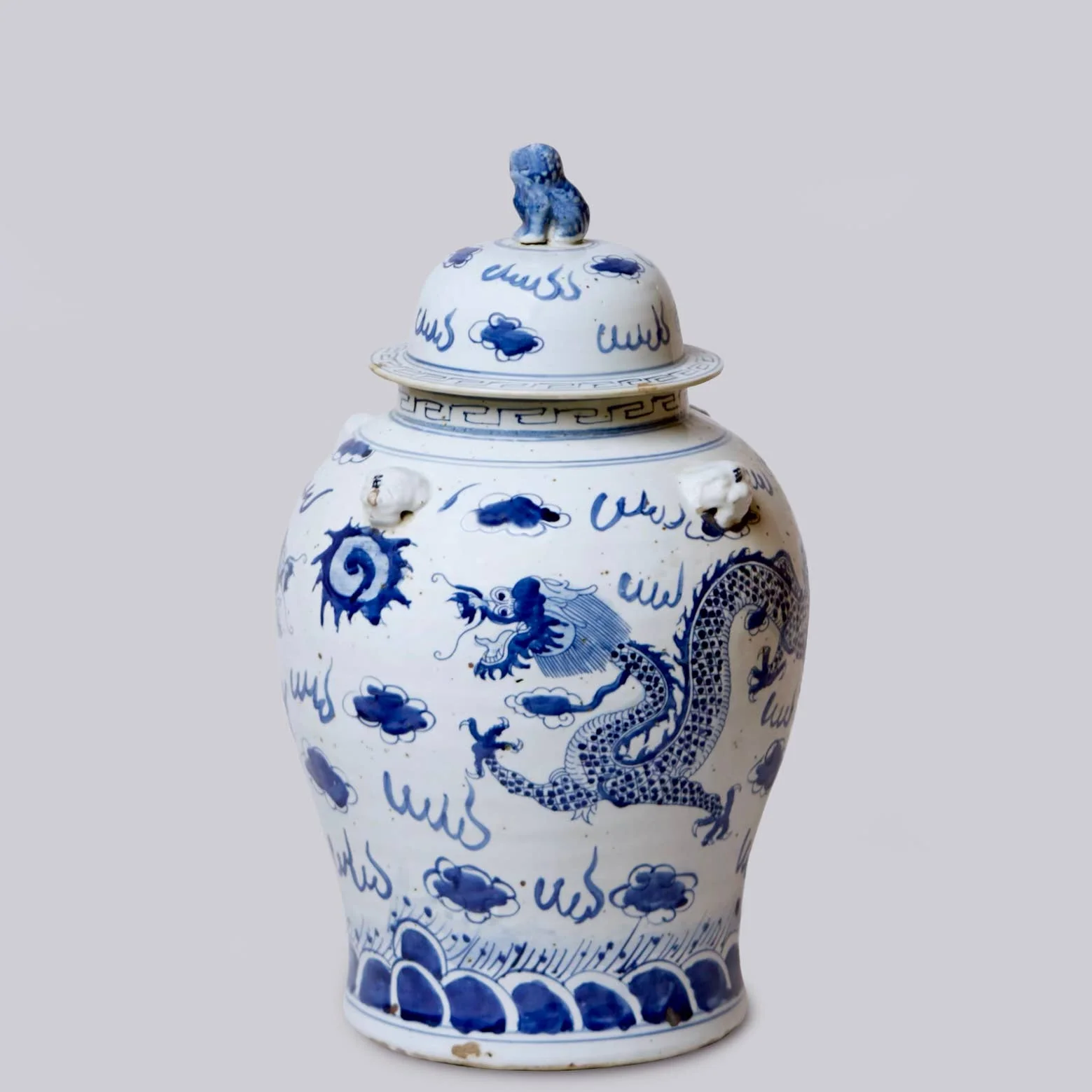 Blue and White Porcelain Dragon Temple Jar