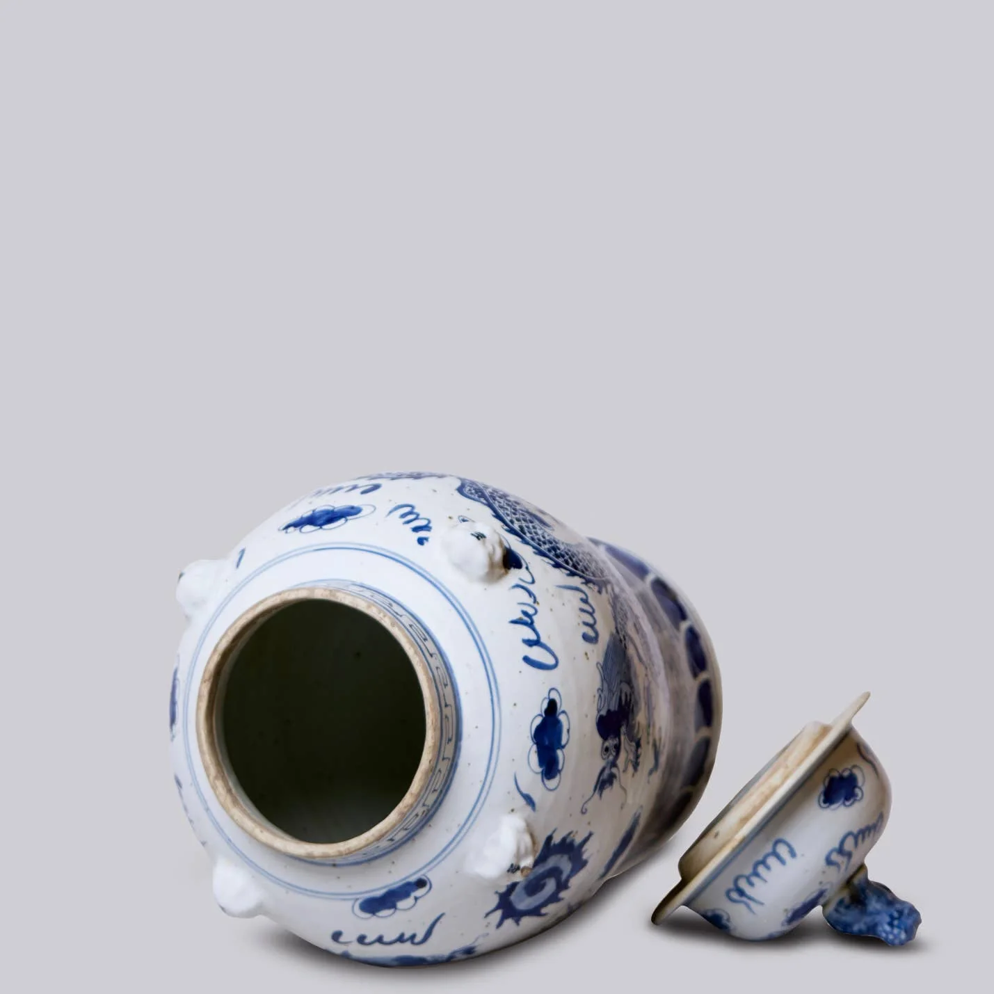 Blue and White Porcelain Dragon Temple Jar - Image 2