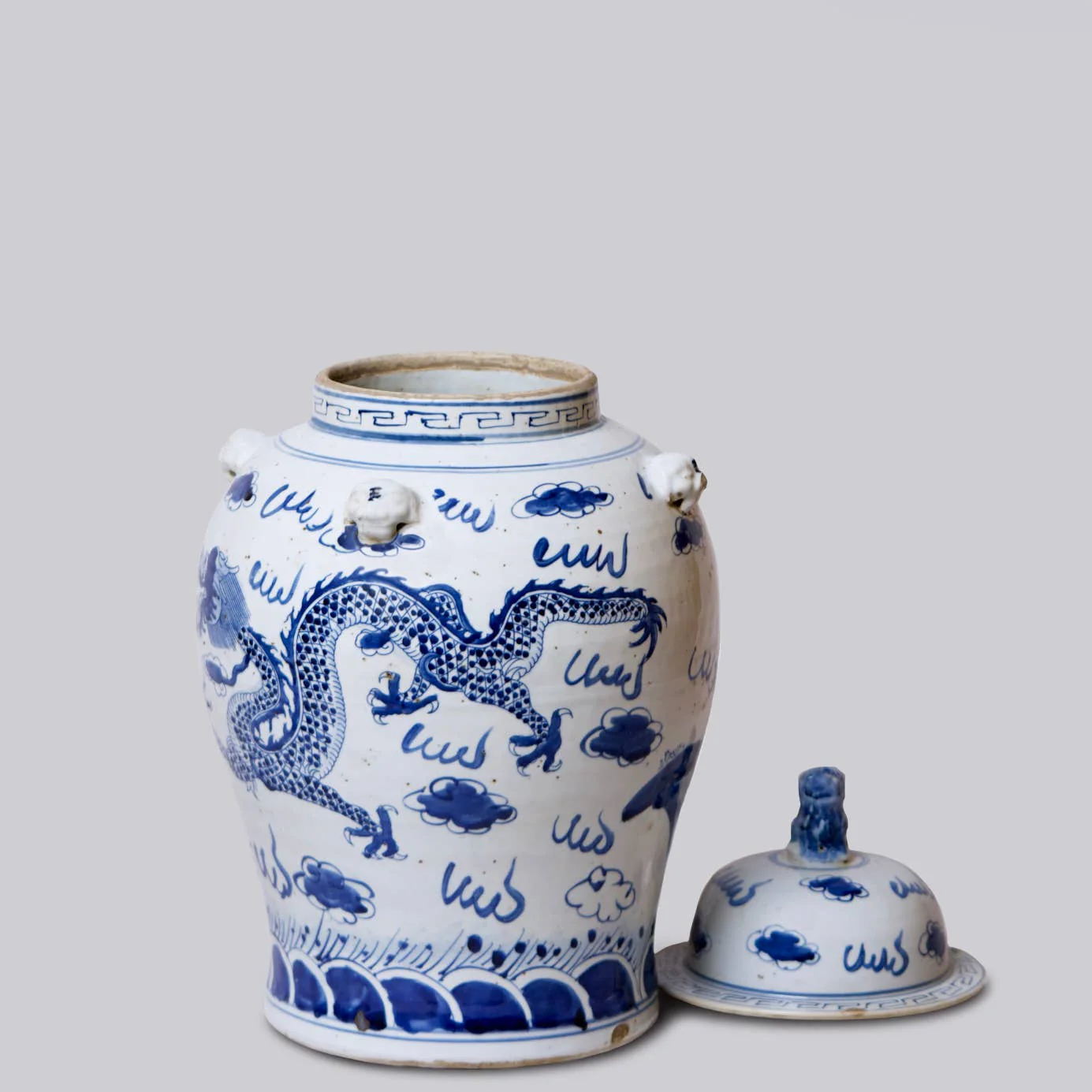 Blue and White Porcelain Dragon Temple Jar - Image 4