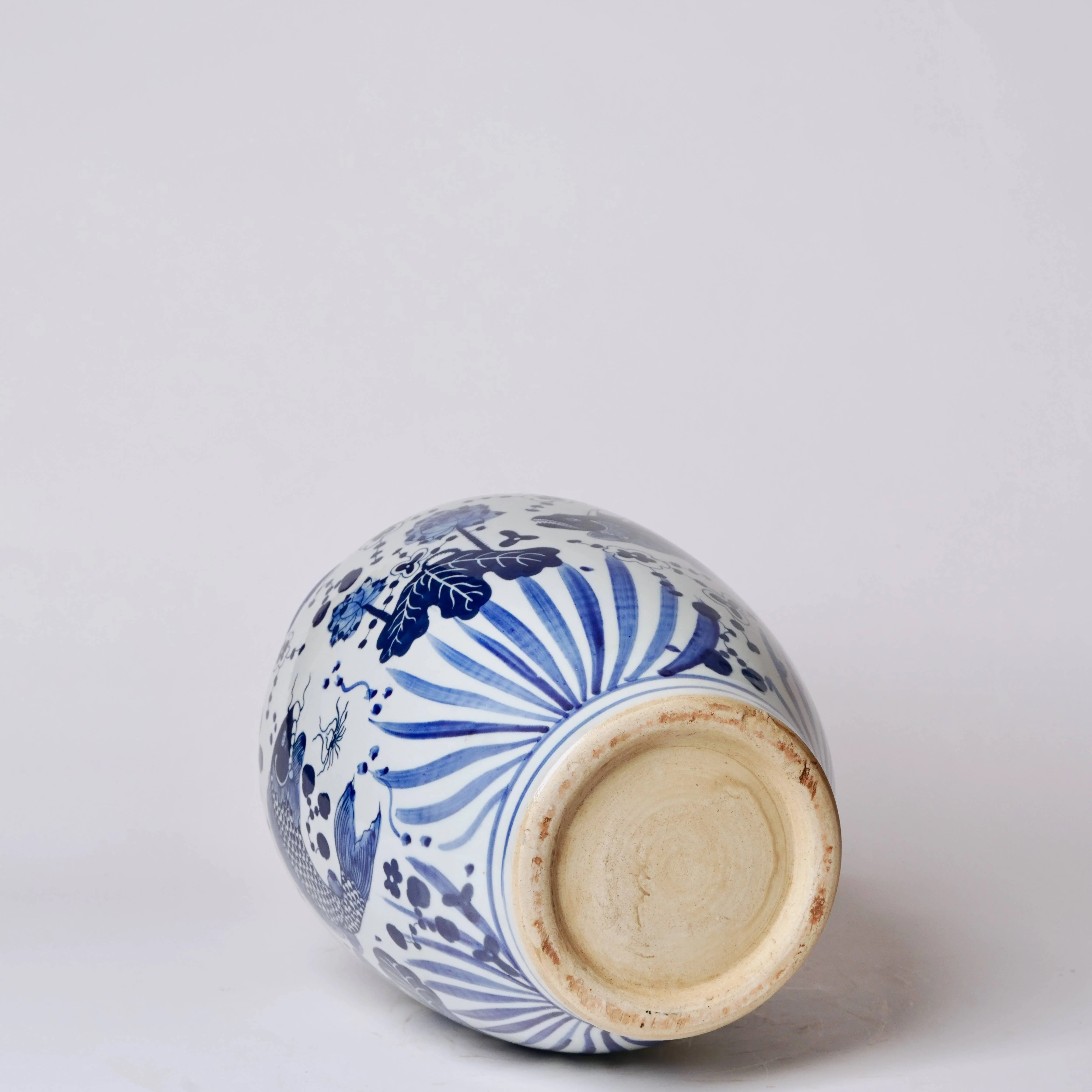 Blue and White Porcelain Fish and Lotus Mallet Vase - Image 6