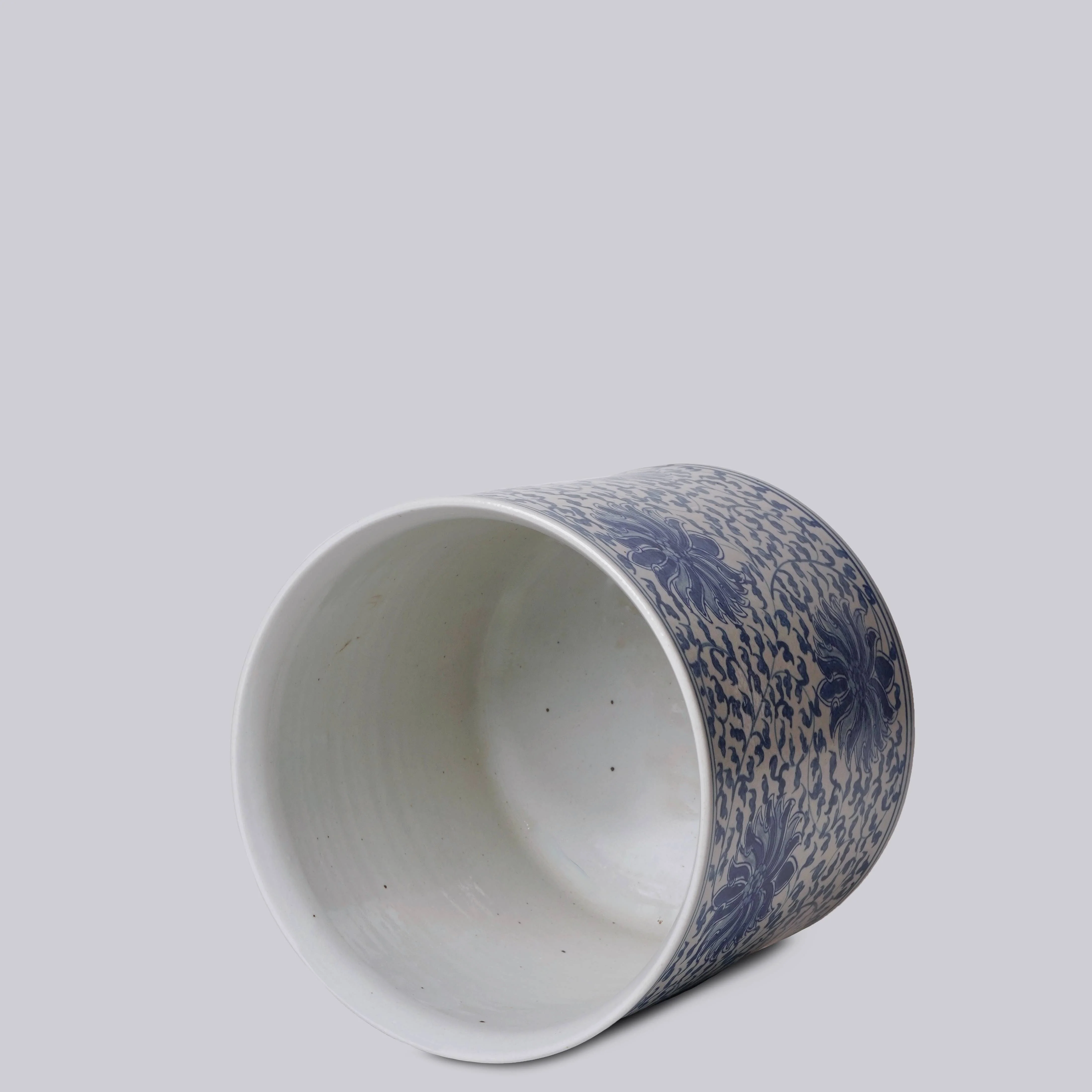Blue and White Porcelain Scrolling Lotus Cachepot - Image 2