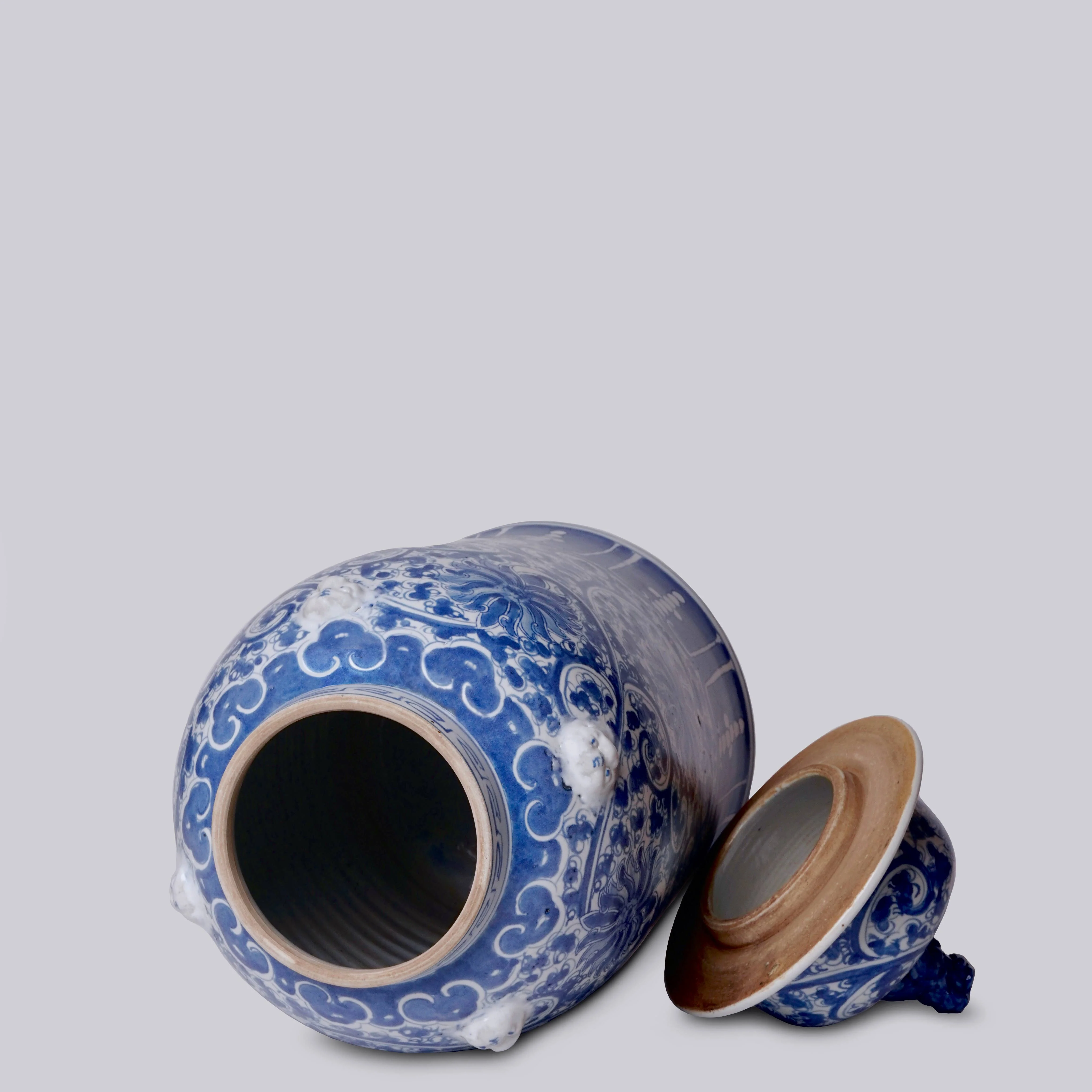 Blue and White Porcelain Scrolling Lotus Temple Jar - Image 2