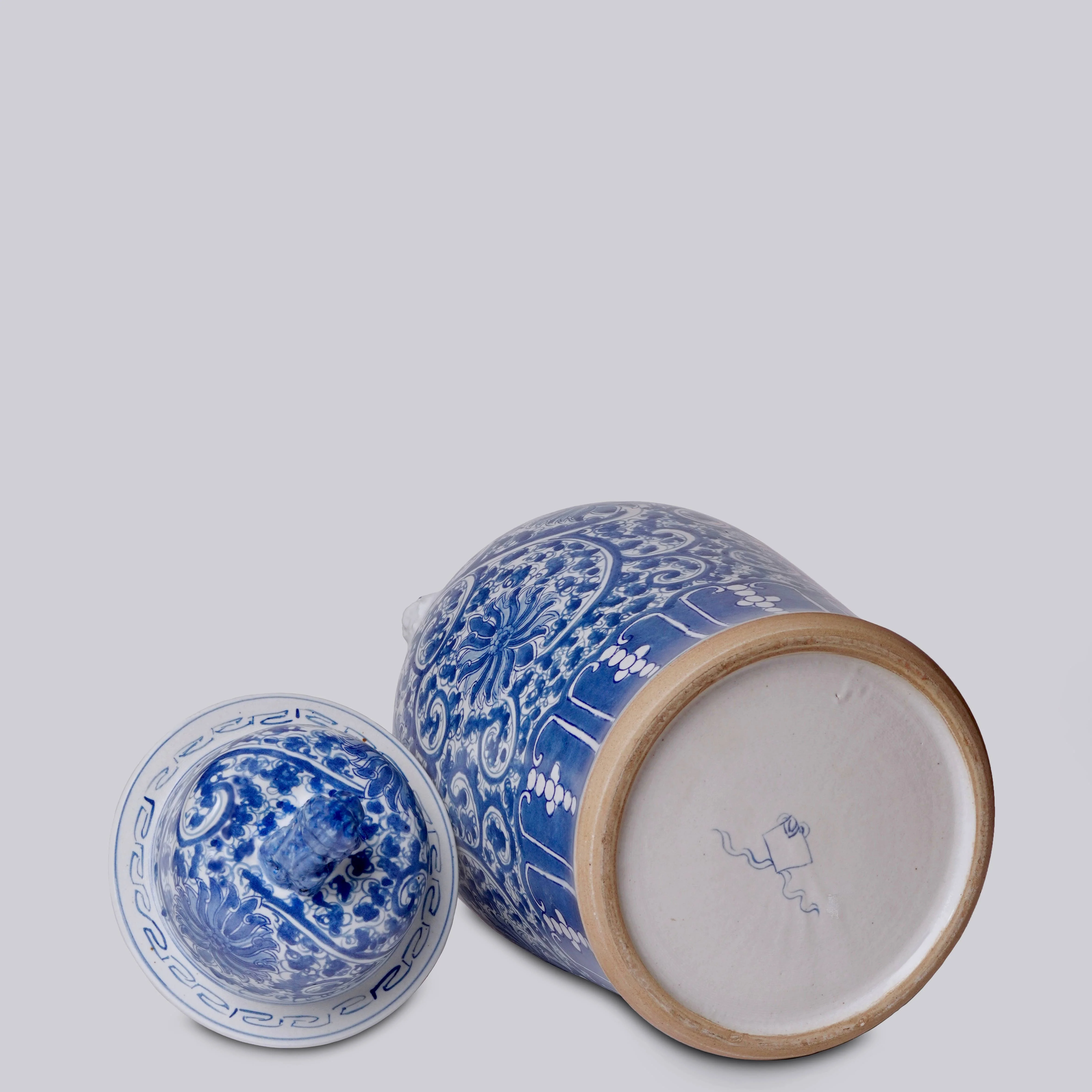 Blue and White Porcelain Scrolling Lotus Temple Jar - Image 4