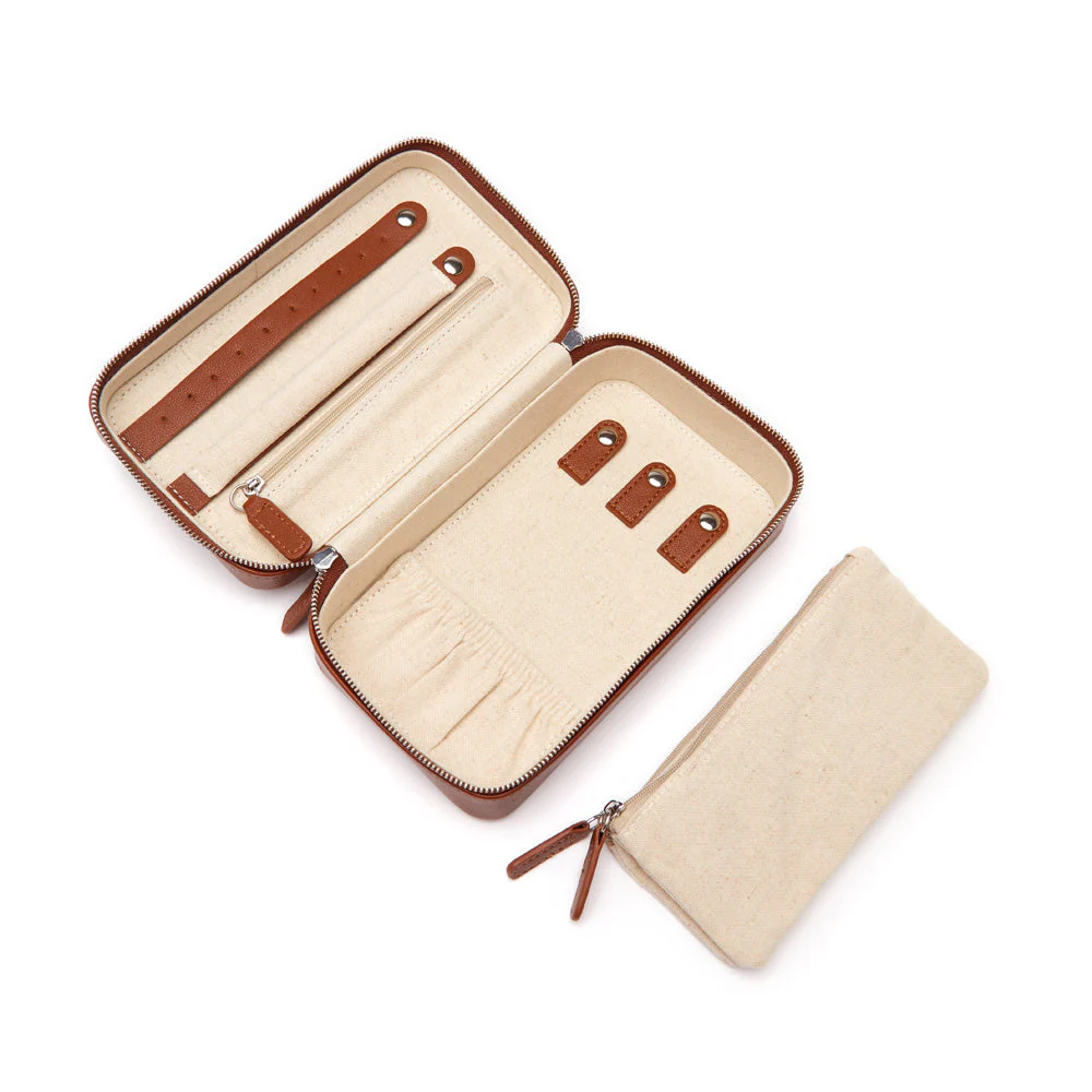 Luna Medium Travel Jewelry Case (Brown) - Image 3