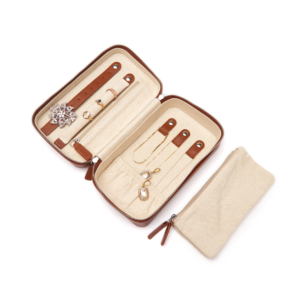 Luna Medium Travel Jewelry Case (Brown) - Image 4