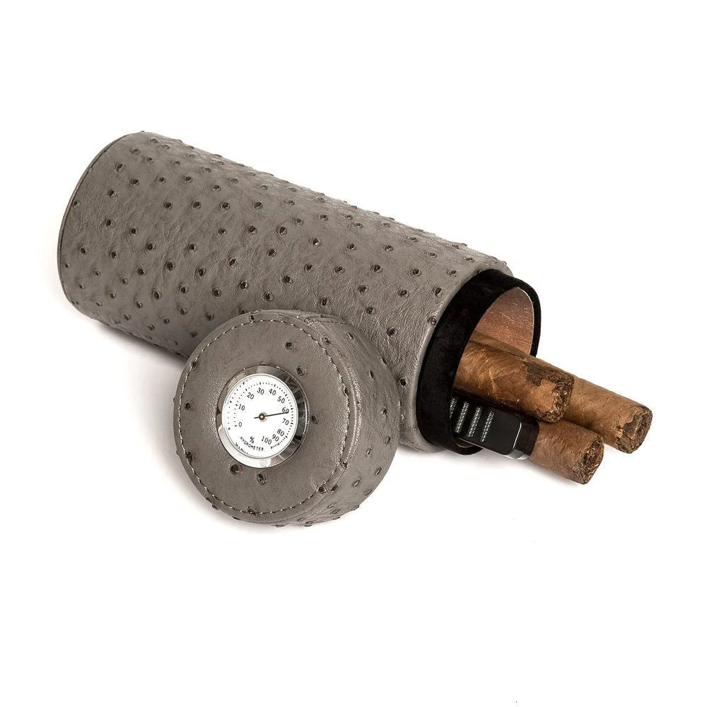 Ostrich Travel Cigar Humidor - Grey
