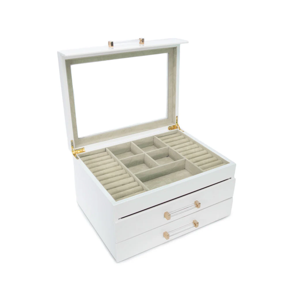 Kendall 3 Clear Lid Jewelry Box White - Image 2