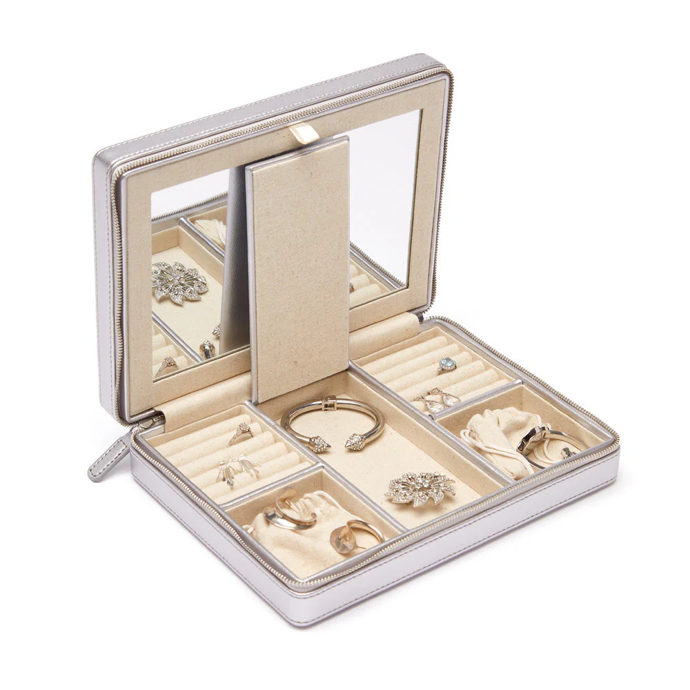Luna Large Travel Jewelry Case (Silver) - Image 5
