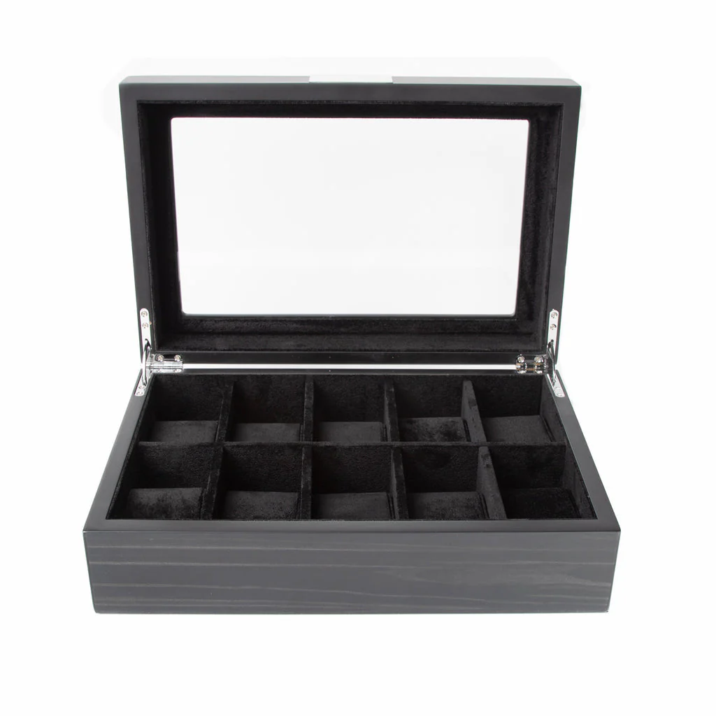 Matte Ebony (Black) 10 Slot Watch Box - Image 4