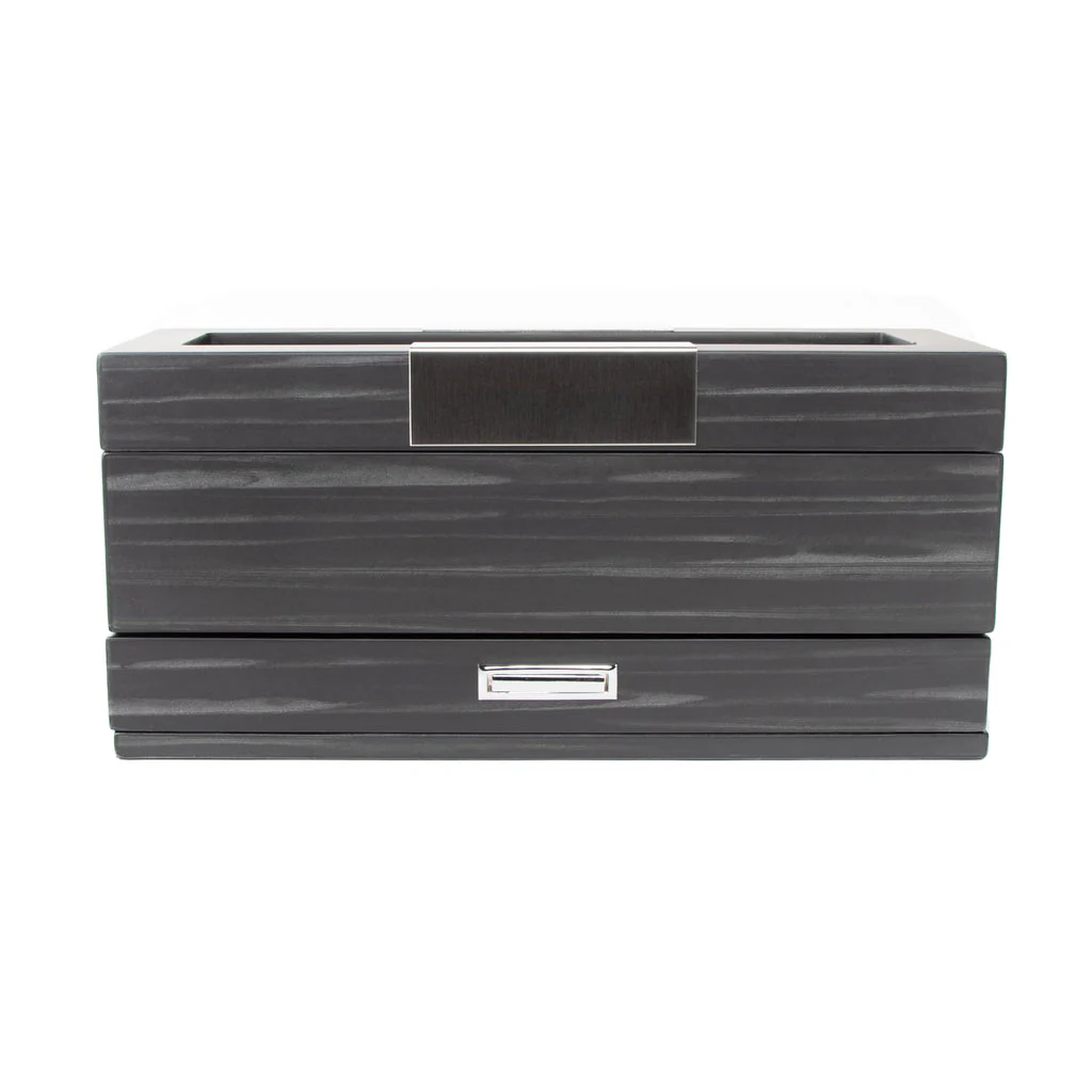 Matte Ebony (Black) 5 Slot Watch Box With Jewelry Tray - Image 2