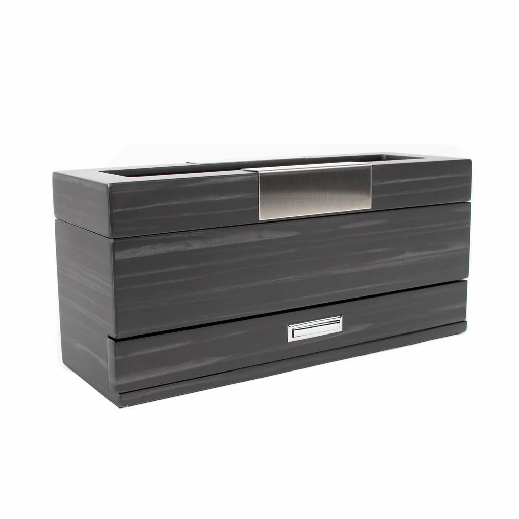 Matte Ebony (Black) 5 Slot Watch Box With Jewelry Tray - Image 3
