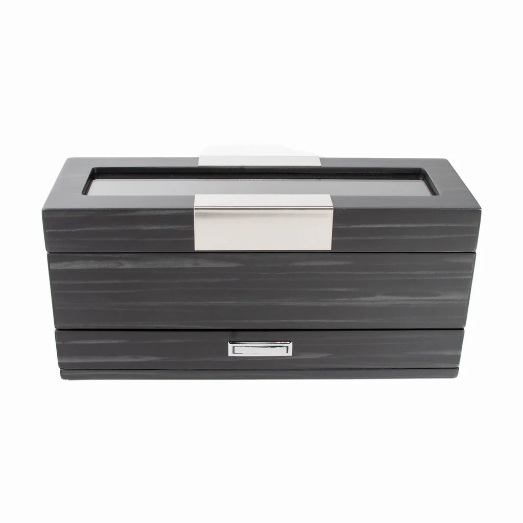 Matte Ebony (Black) 5 Slot Watch Box With Jewelry Tray - Image 7