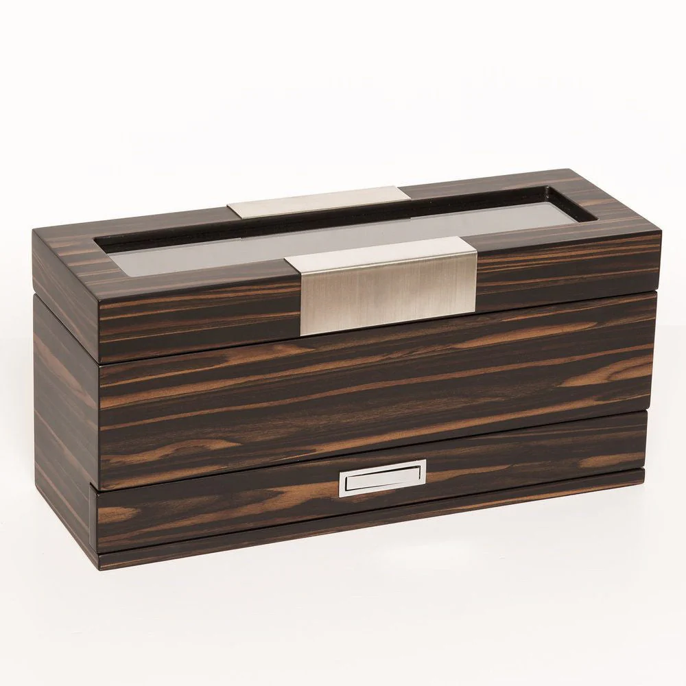 Matte Ebony Watch Box 5 and Jewelry Tray - Image 2