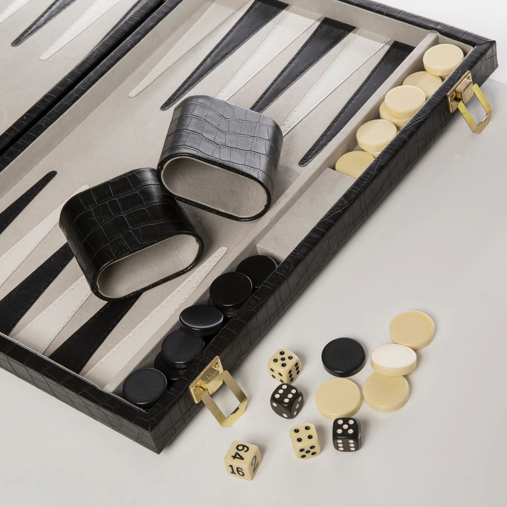 The Backgammon Set Black Croc