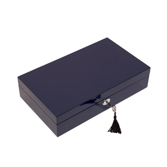 Single Hinged Jewelry Box Navy - Image 2