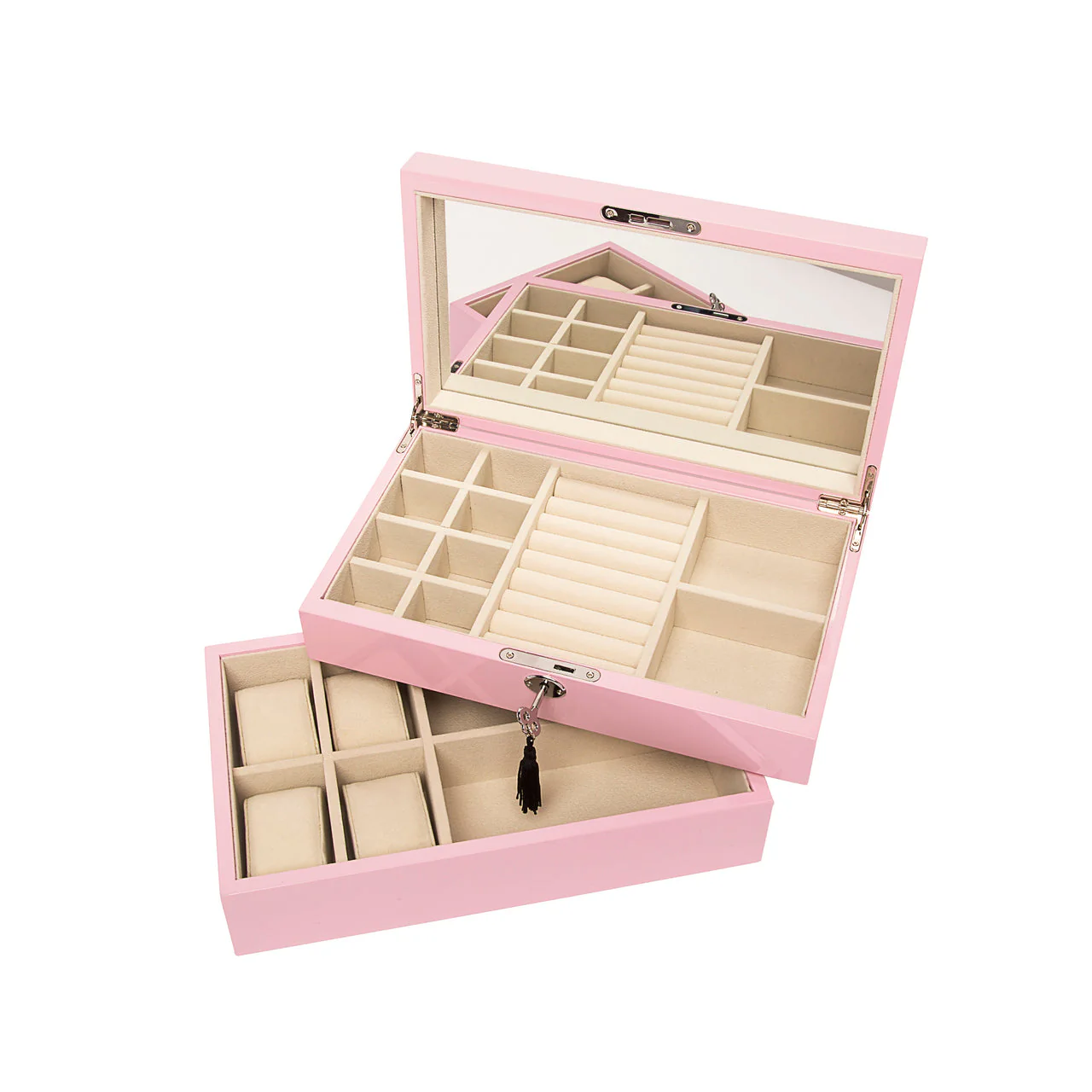 Stackable Jewelry Box set of 2 Rose Quartz