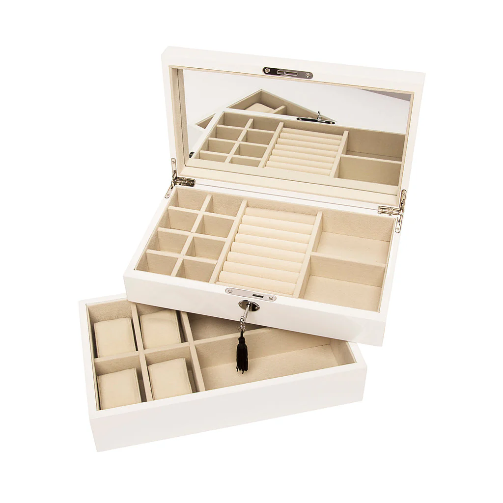 Stackable Jewelry Box set of 2 White