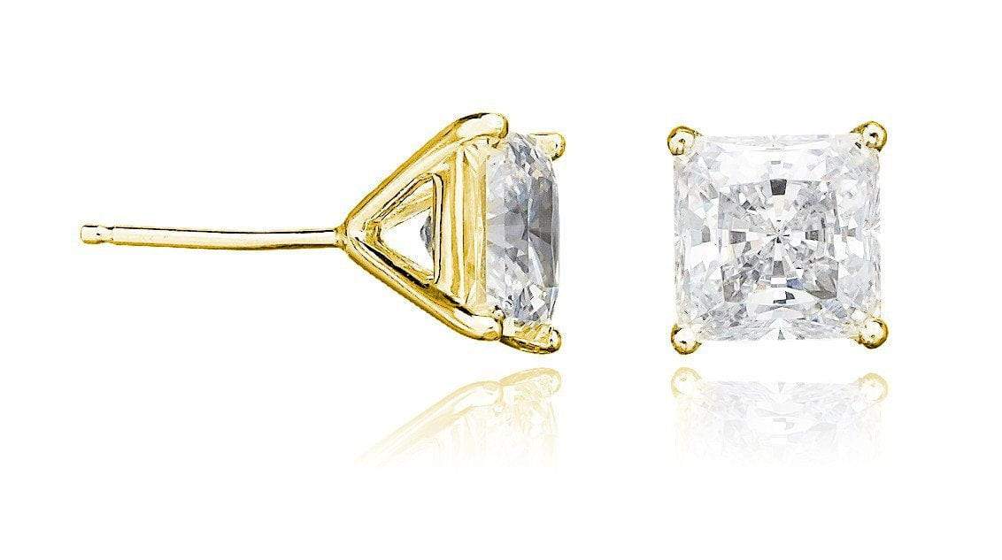 Crislu Princess Cut Earrings Gold 4.0 kt