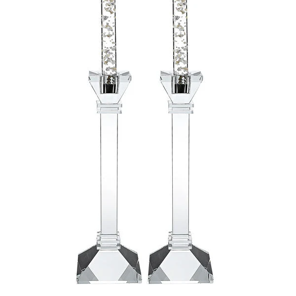 Charleston Square Pair 10″ Classic Crystal Candle Holders