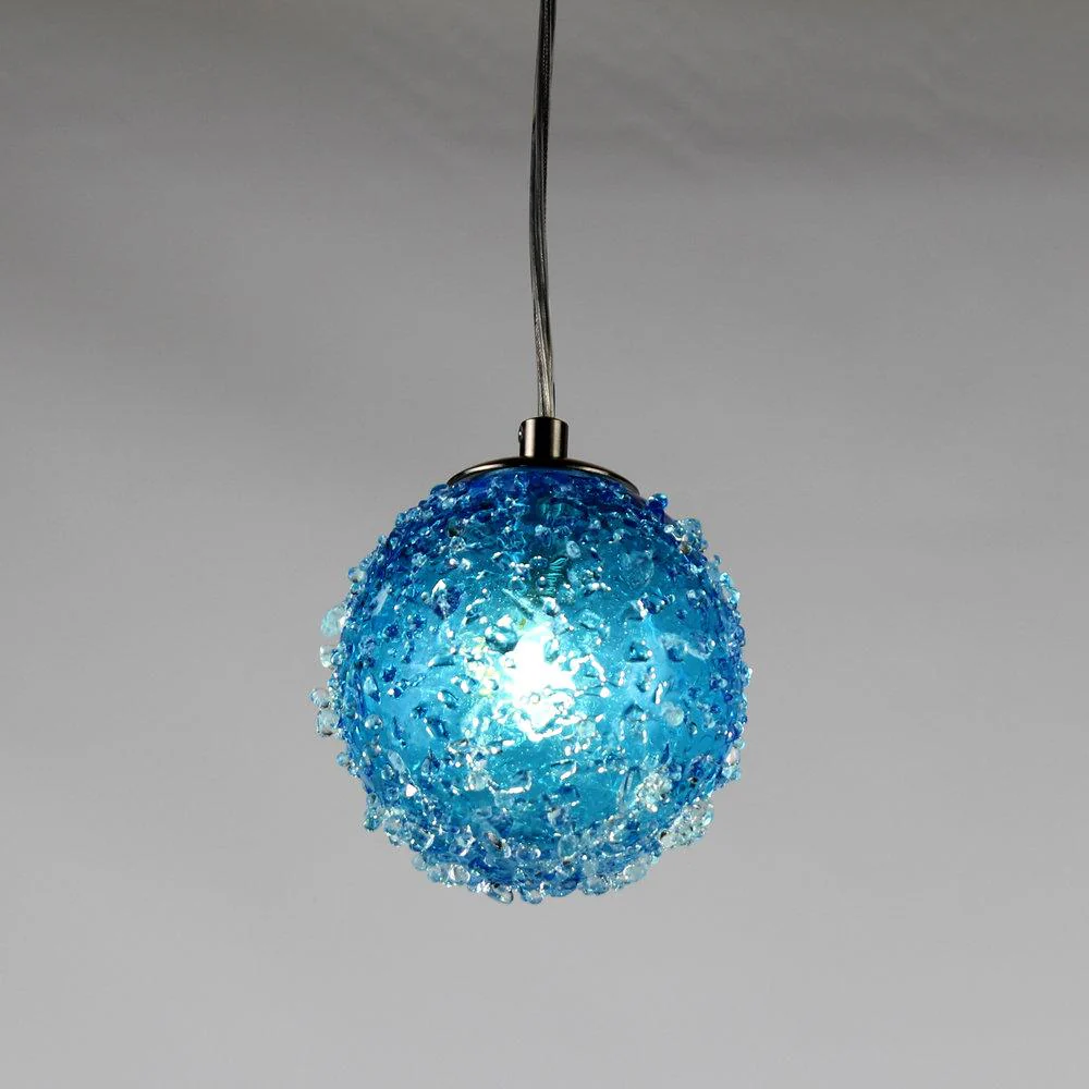 Chrome Cosmopolitan Chandelier - Aqua Snowball Glass 15 Pendant - Image 3