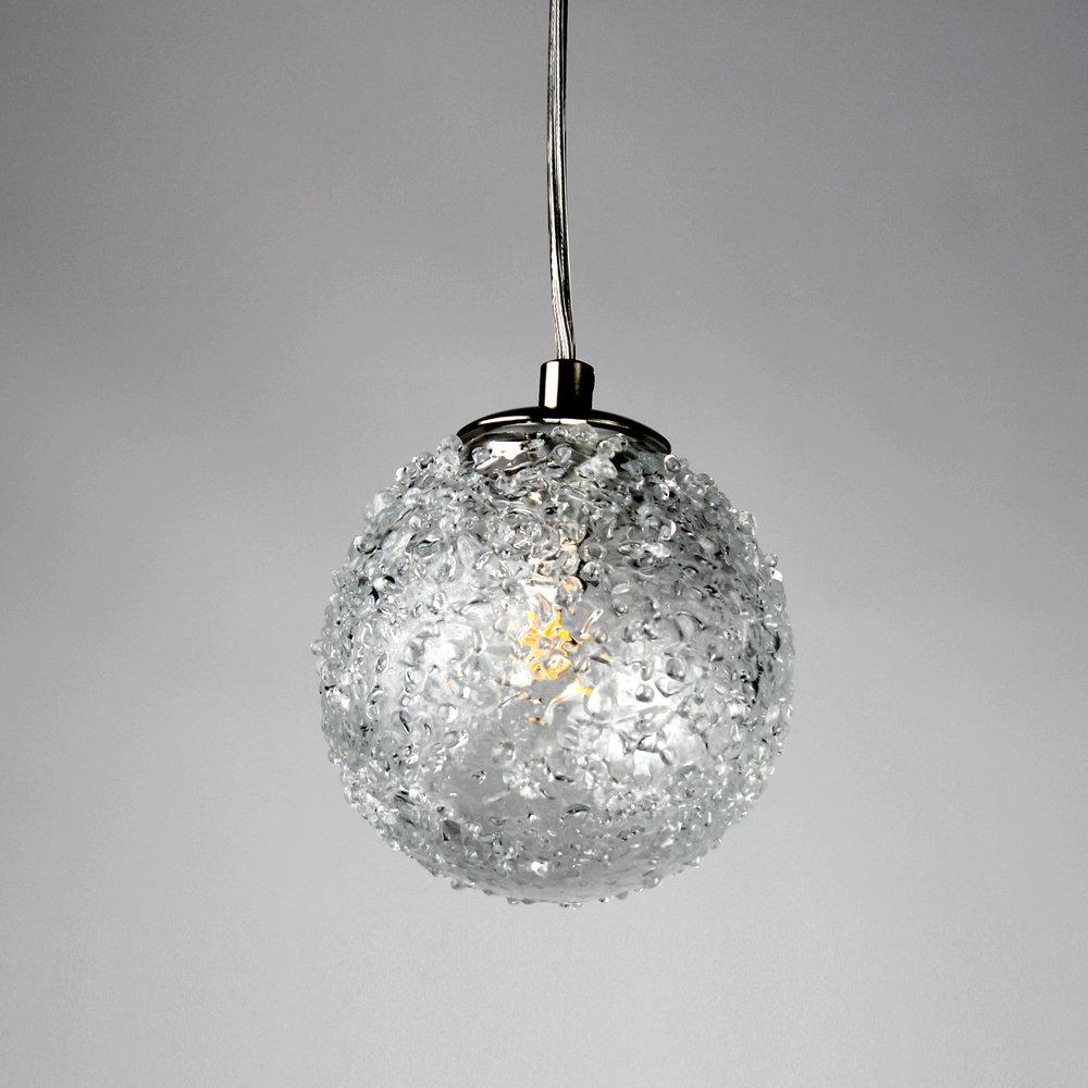 Chrome Cosmopolitan Chandelier - Clear Snowball Glass 5 Pendant - Image 2