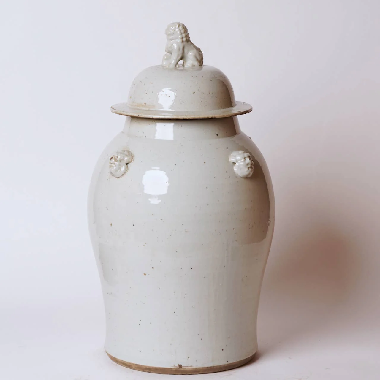 25" Stout Rustic White Porcelain Temple Jar with Lugs
