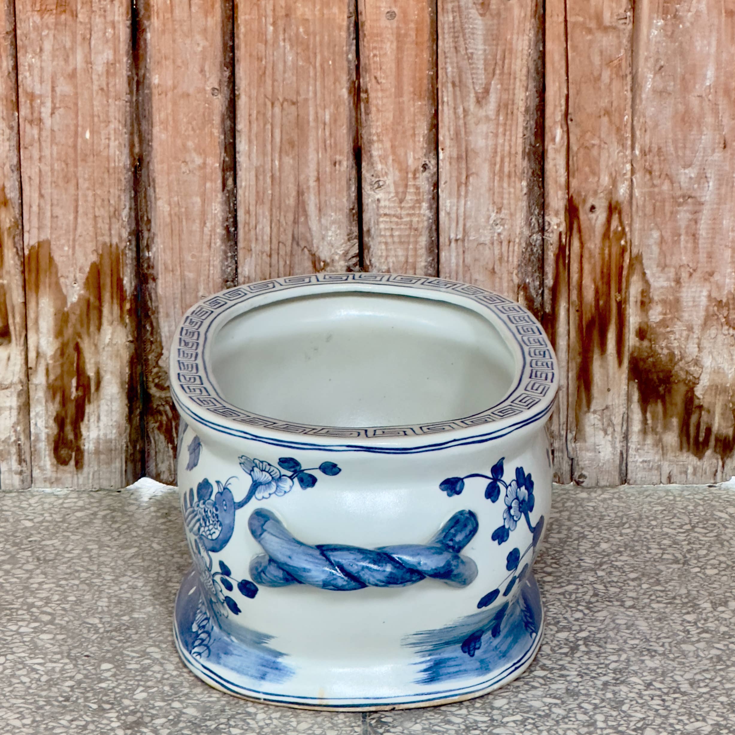 Blue and White Bird and Flower Porcelain Oval Compote - Image 2