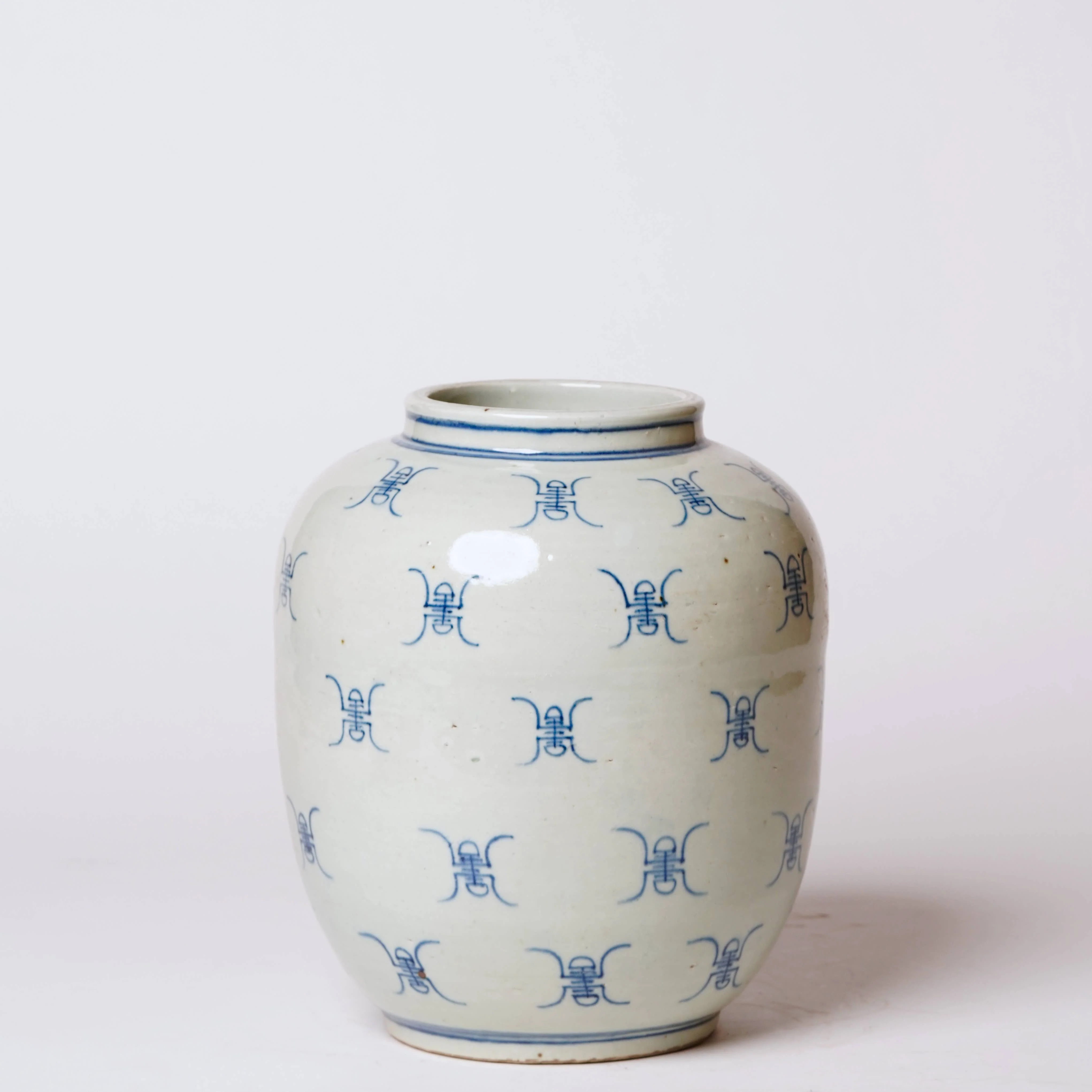 Blue and White Longevity Barrel Vase